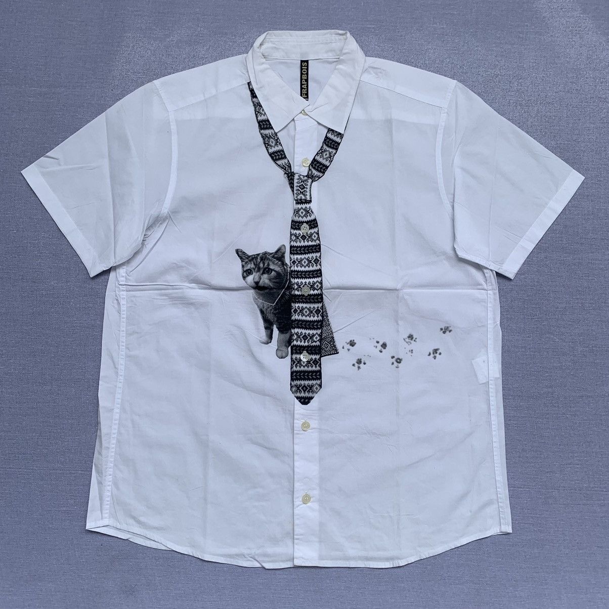 image of Frapbois Shirt Print Tie And Cat in White, Men's (Size Medium)