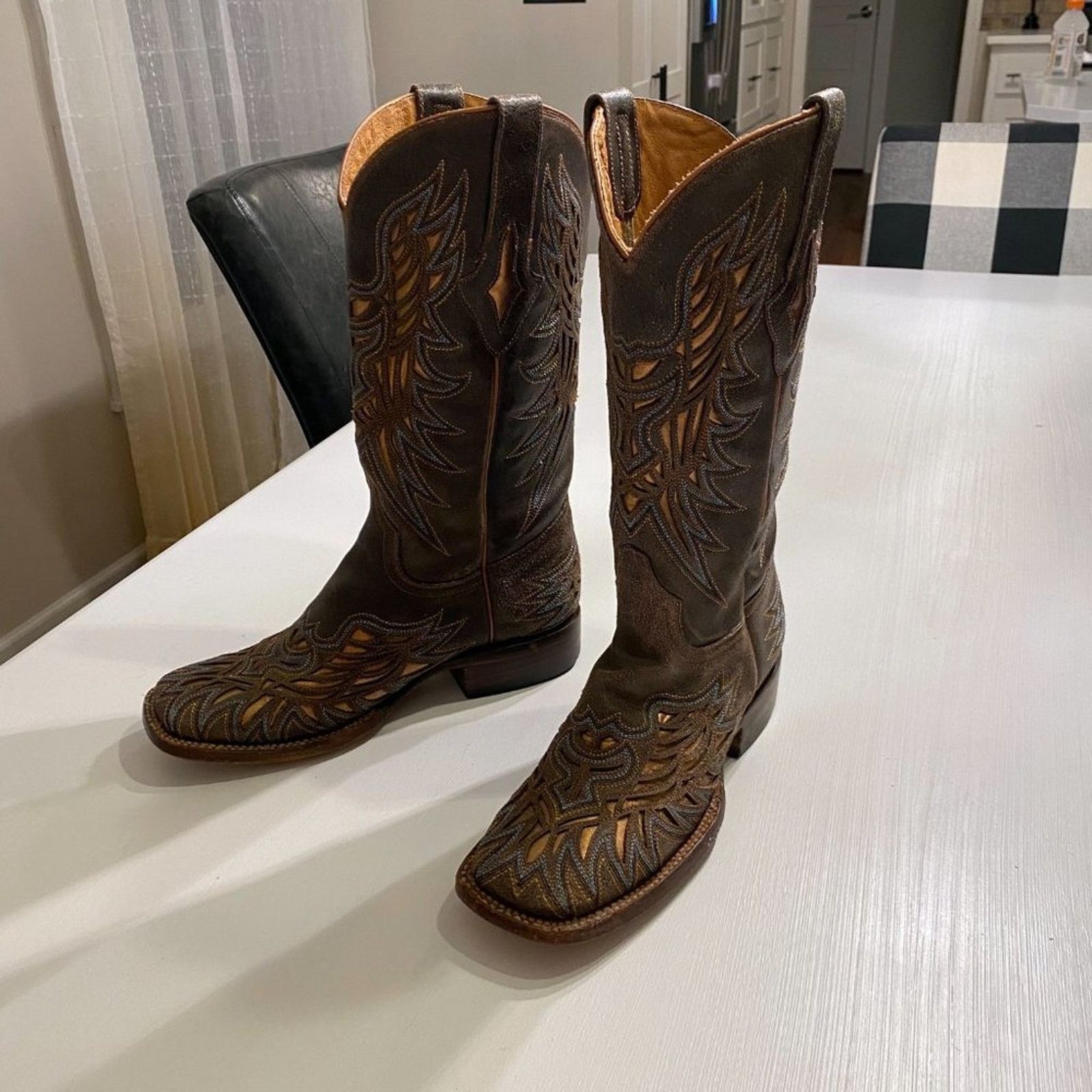 Lucchese Lucchese Brown Leather Embroidered Boots Women's Sz 7 B Size US 7 / IT 37 - 2 Thumbnail