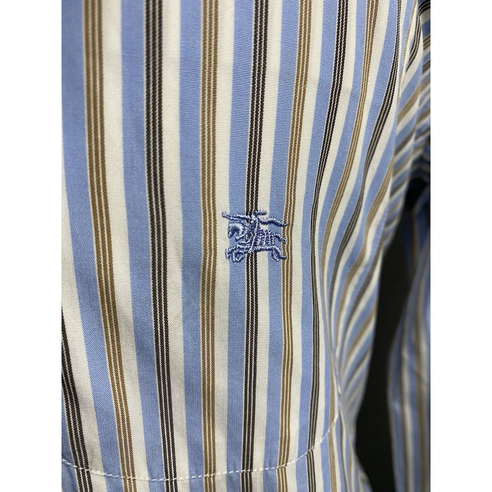 Burberry Burberry Men's Blue Striped Longsleeve Striped Shirt Size 3 Size US L / EU 52-54 / 3 - 9 Thumbnail