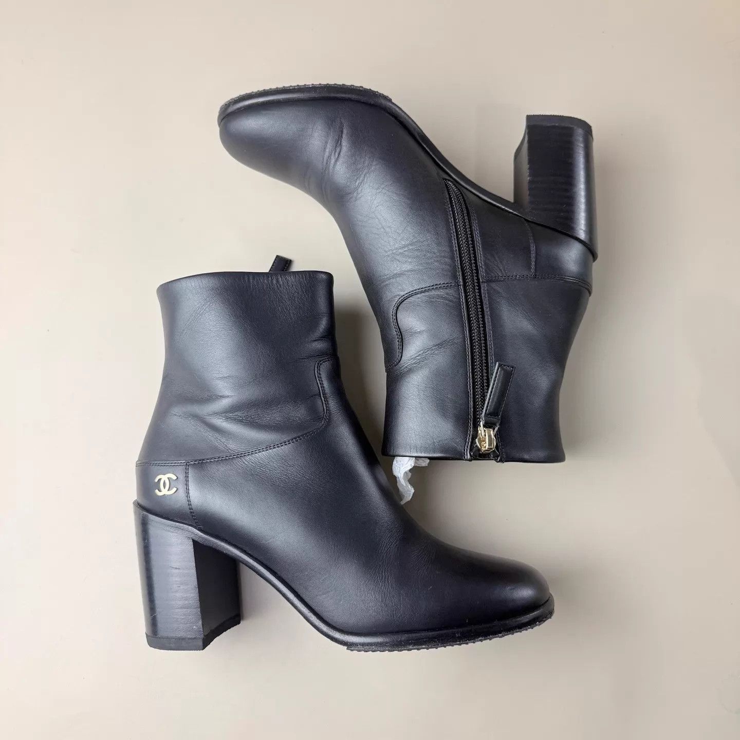 Chanel Chanel Black & Gold CC Zip Short Boots EUR 36 Size US 5.5 / IT 35.5 - 4 Thumbnail