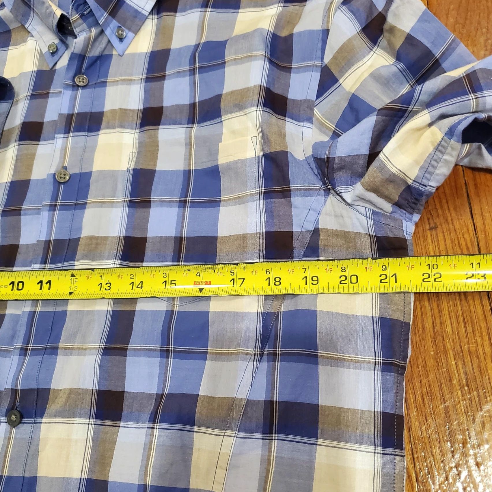 John Varvatos John Varvatos Shirt Mens Medium Blue White Plaid Button Down Long Sleeve Casual Shirt Size US M / EU 48-50 / 2 - 7 Thumbnail