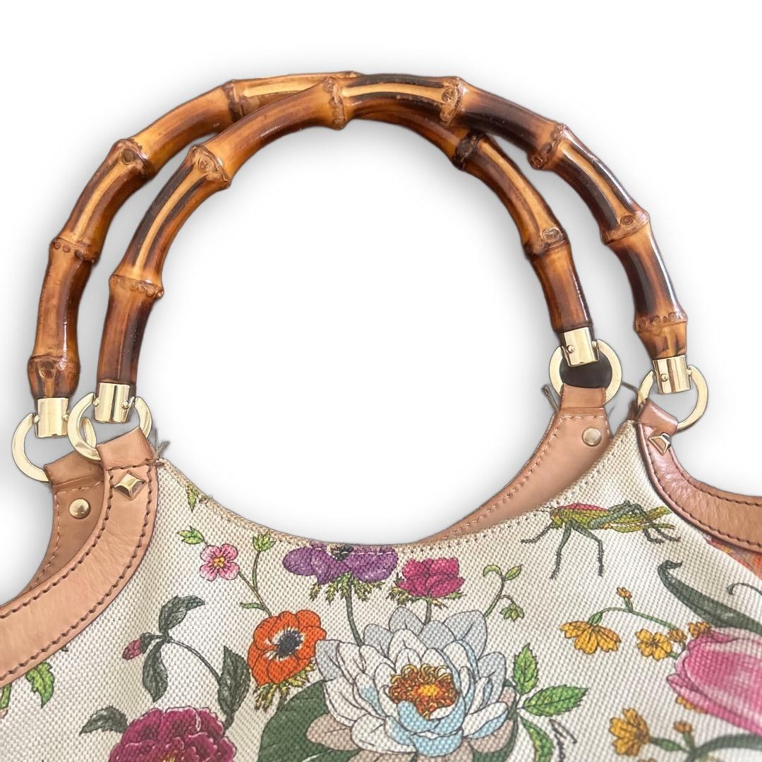 Gucci Gucci - Flora Floral Bamboo Tote Preloved Size ONE SIZE - 3 Thumbnail