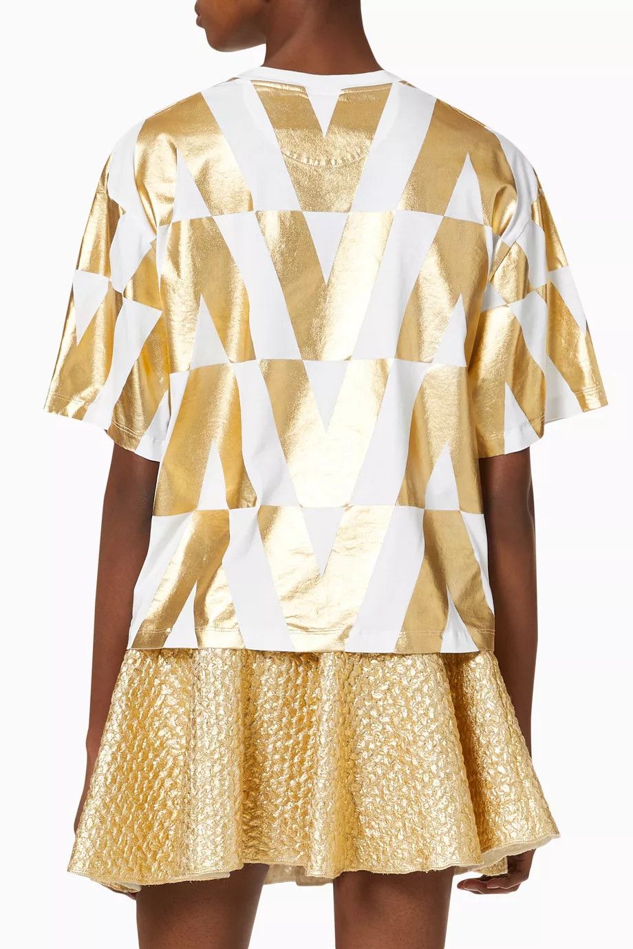 Valentino o1y0326 Logo T- Shirt in Gold/White Size S / US 4 / IT 40 - 2 Thumbnail