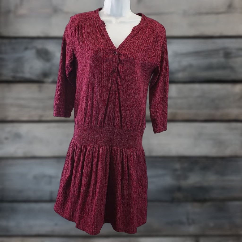 Prana prAna Womens Sugar Pine Dress XS Black Cherry Bodhi Smocked Waist 3/4 Sleeve Prana Dress Womens XS Black Cherry Sugar Pine Smocked Waist 3/4 Sleeve Size XS / US 0-2 / IT 36-38 - 1 Thumbnail