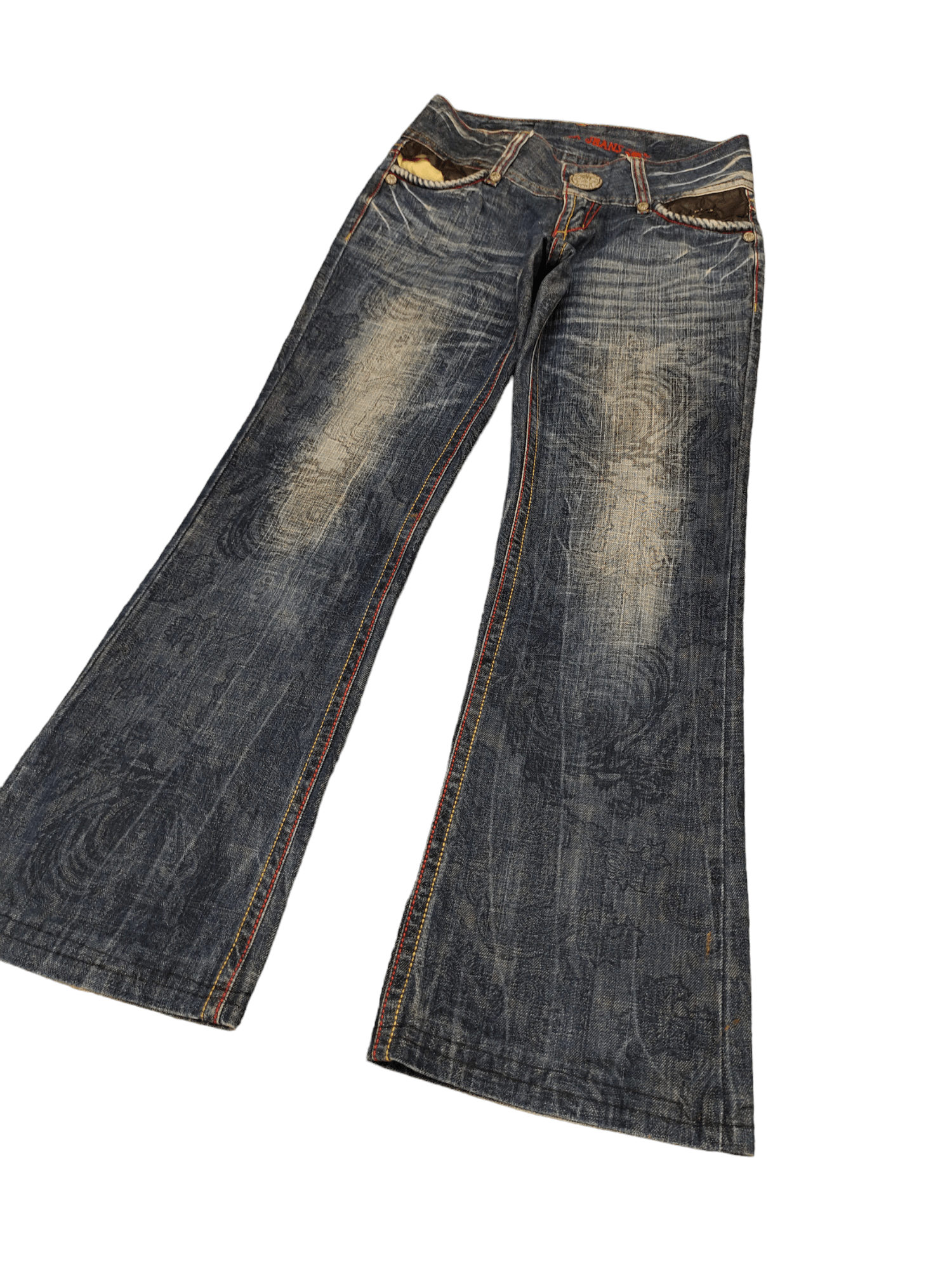 If Six Was Nine Flare Jeans Riobera Embroide Faded Low Rise Boot Cut Y2k Goa Size US 28 / EU 44 - 11 Thumbnail