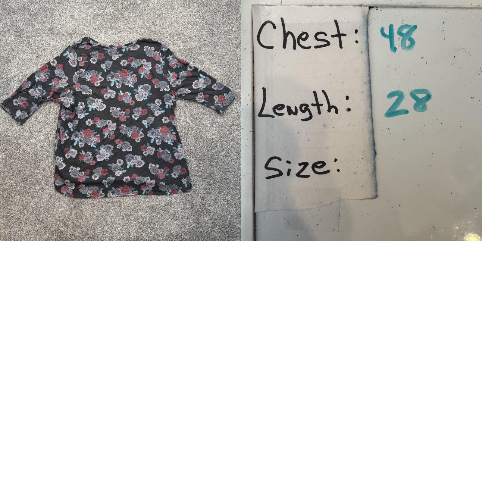 Vintage Lane Bryant Top 2XL T-Shirt Women 2XL Gray Floral V-Neck 3/4 Sleeve Tunic Boho Chic Cottagecore Whimsigoth Relaxed Vintage No Size XXL / US 16-18 / IT 52-54 - 8 Thumbnail