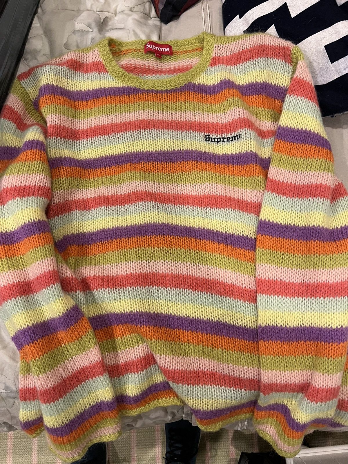 Supreme Supreme Stripe Mohair Sweater Acid Green Size US XL / EU 56 / 4 - 2 Thumbnail