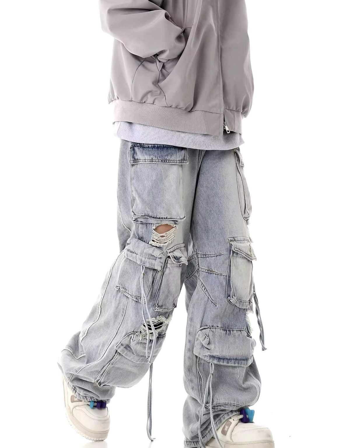 Other Street Hip Hop Grunge Ripped Wide Leg Jeans Pants Size US 32 / EU 48 - 5 Thumbnail