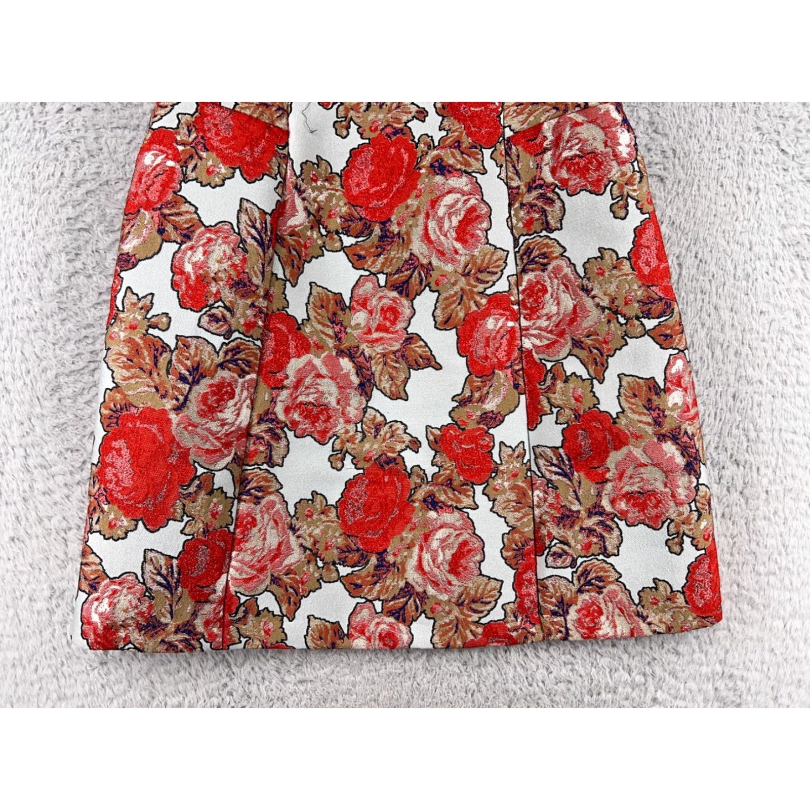 Topshop Top Shop Dress Womens 10 Red Floral Sleeveless V-Neck Mini Polyester Blend Botton, Ruffle Casual Party/Cocktail Size L / US 10 / IT 46 - 7 Thumbnail