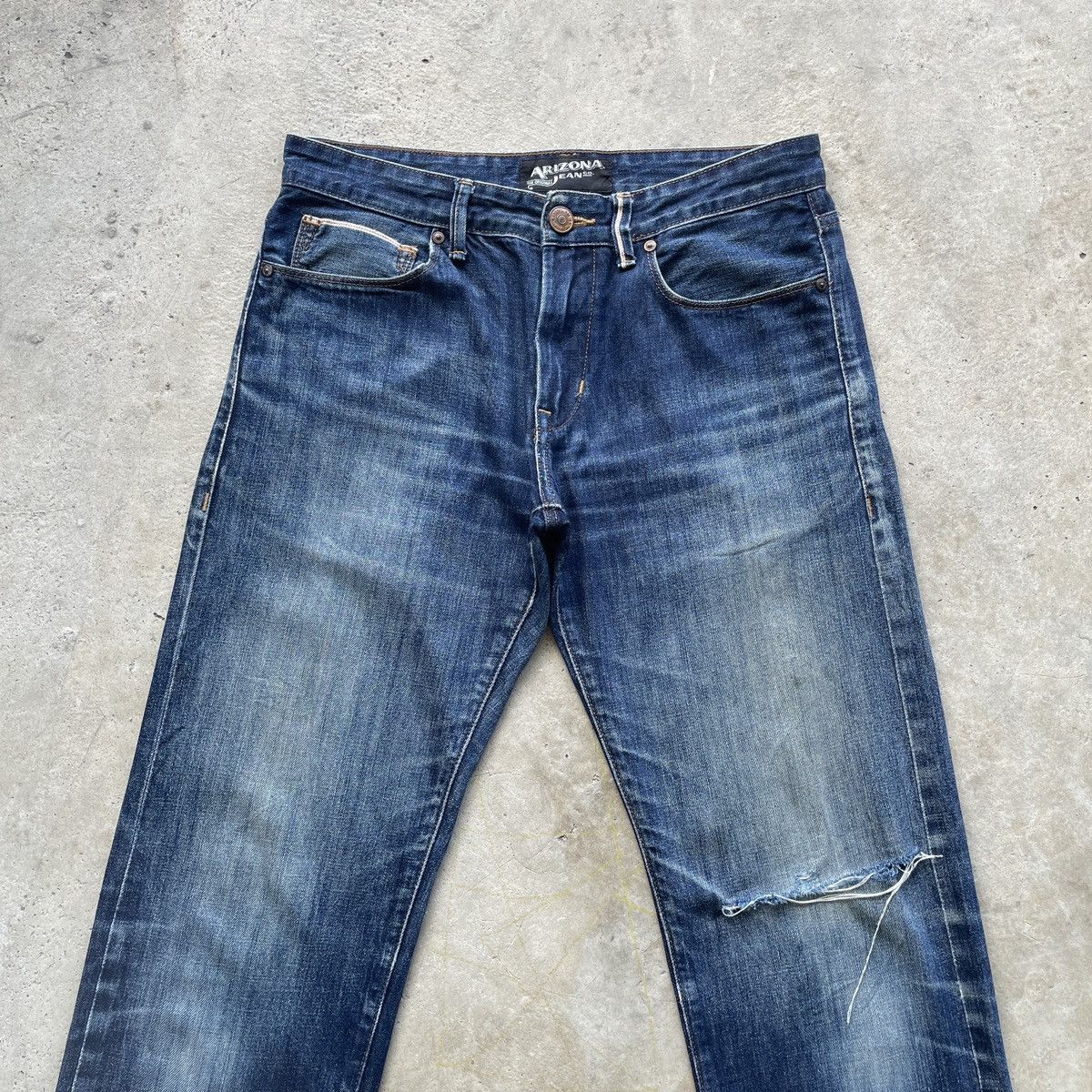 Japanese Brand Vintage AriZona Jeans Redline Faded Ripped Pants Distressed Size US 32 / EU 48 - 3 Thumbnail