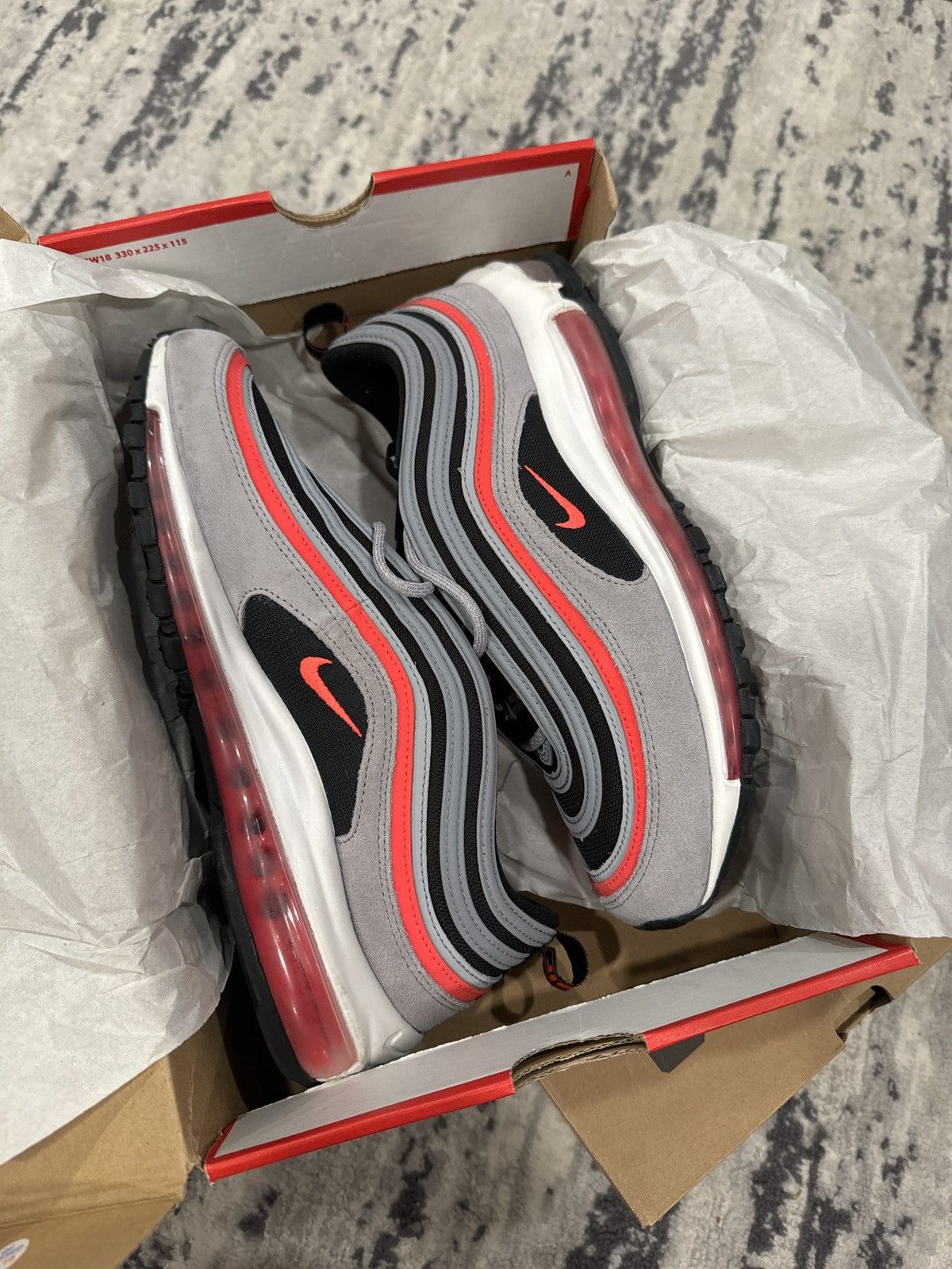 Nike air max 97 Wolf Grey/radiant red-black size