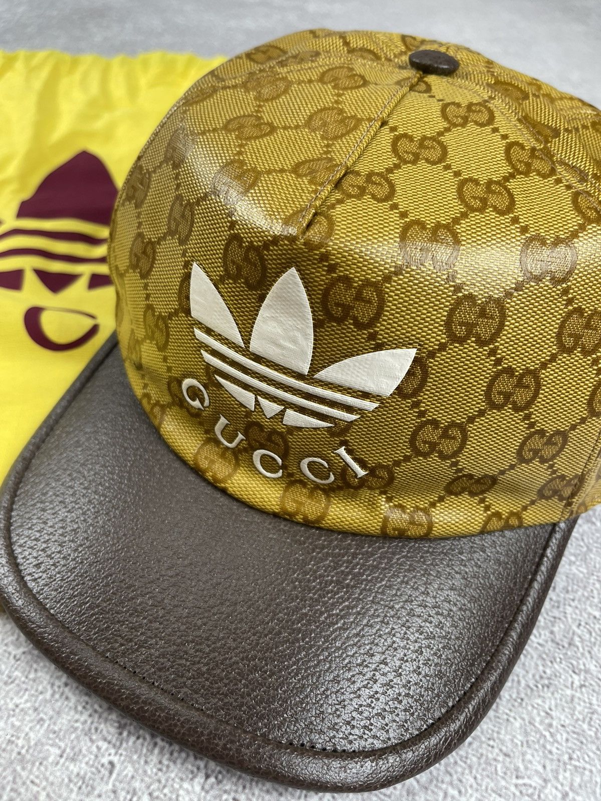Adidas × Gucci Gucci x Adidas Baseball Cap Monogram Canvas Leather Size M Size ONE SIZE - 3 Thumbnail