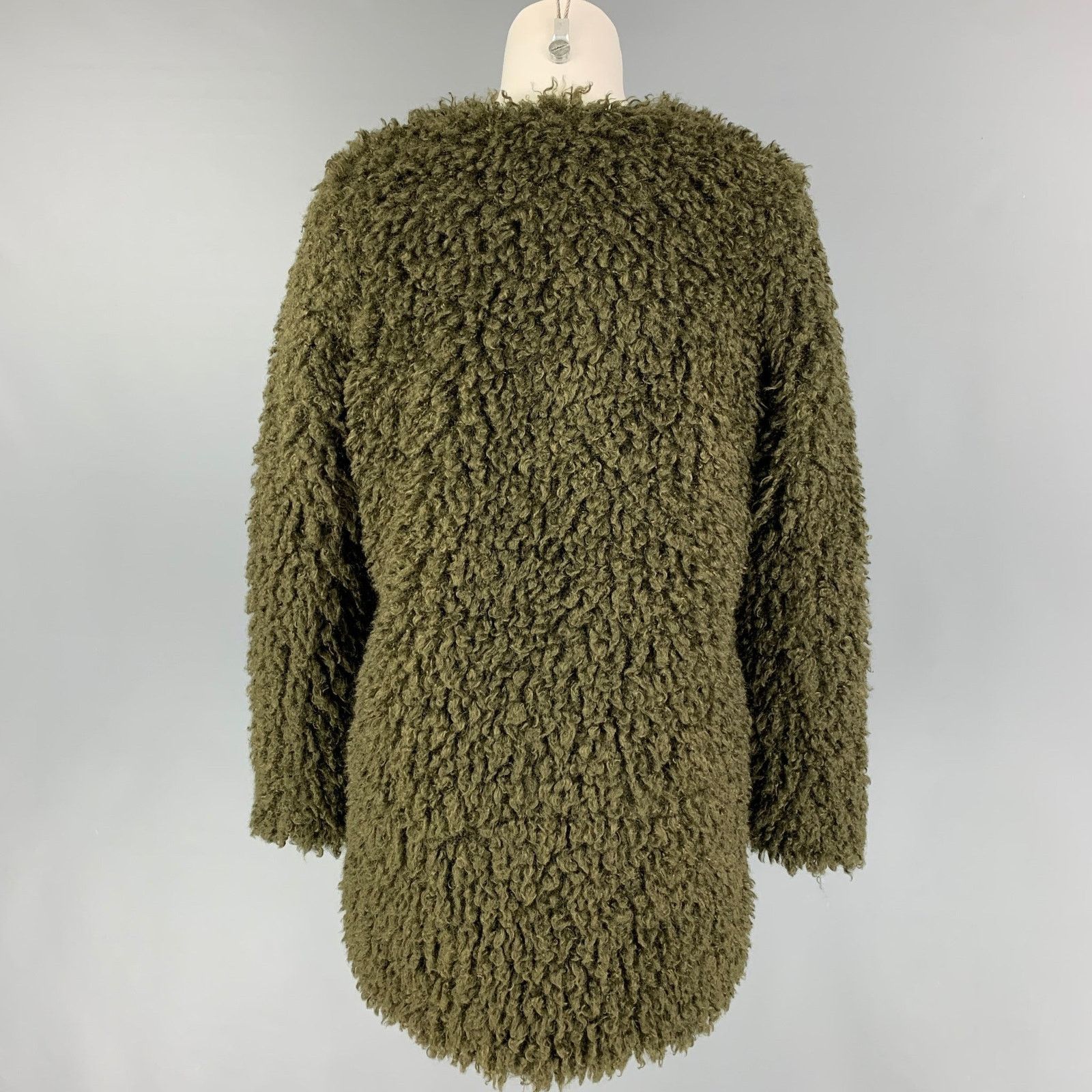 Other LOVE TOKEN Size S Olive Polyester Textured Collarless Coat Size S / US 4 / IT 40 - 3 Thumbnail