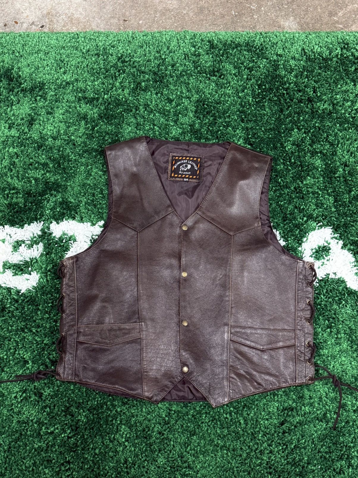 Vintage Vintage Soft Leather Biker Eagle Live to Ride Harley Vest Size US XL / EU 56 / 4 - 4 Thumbnail