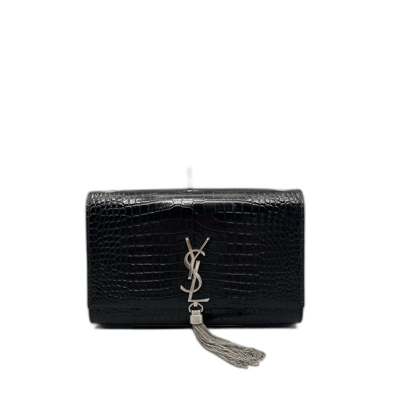 Yves Saint Laurent YSL Black Silver Crocodile Pattern Crossbody Bag Size ONE SIZE - 1 Thumbnail