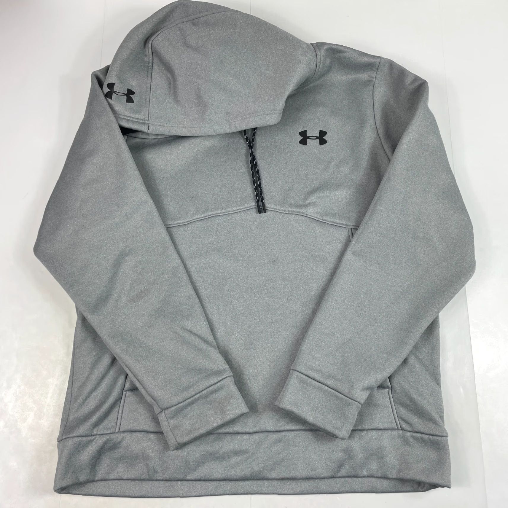 Under Armour Under Armour Hoodie Mens Large Gray ColdGear Fleece Lined Long Sleeve Gym Hiking Pullover Logo Pocket Size US L / EU 52-54 / 3 - 2 Thumbnail
