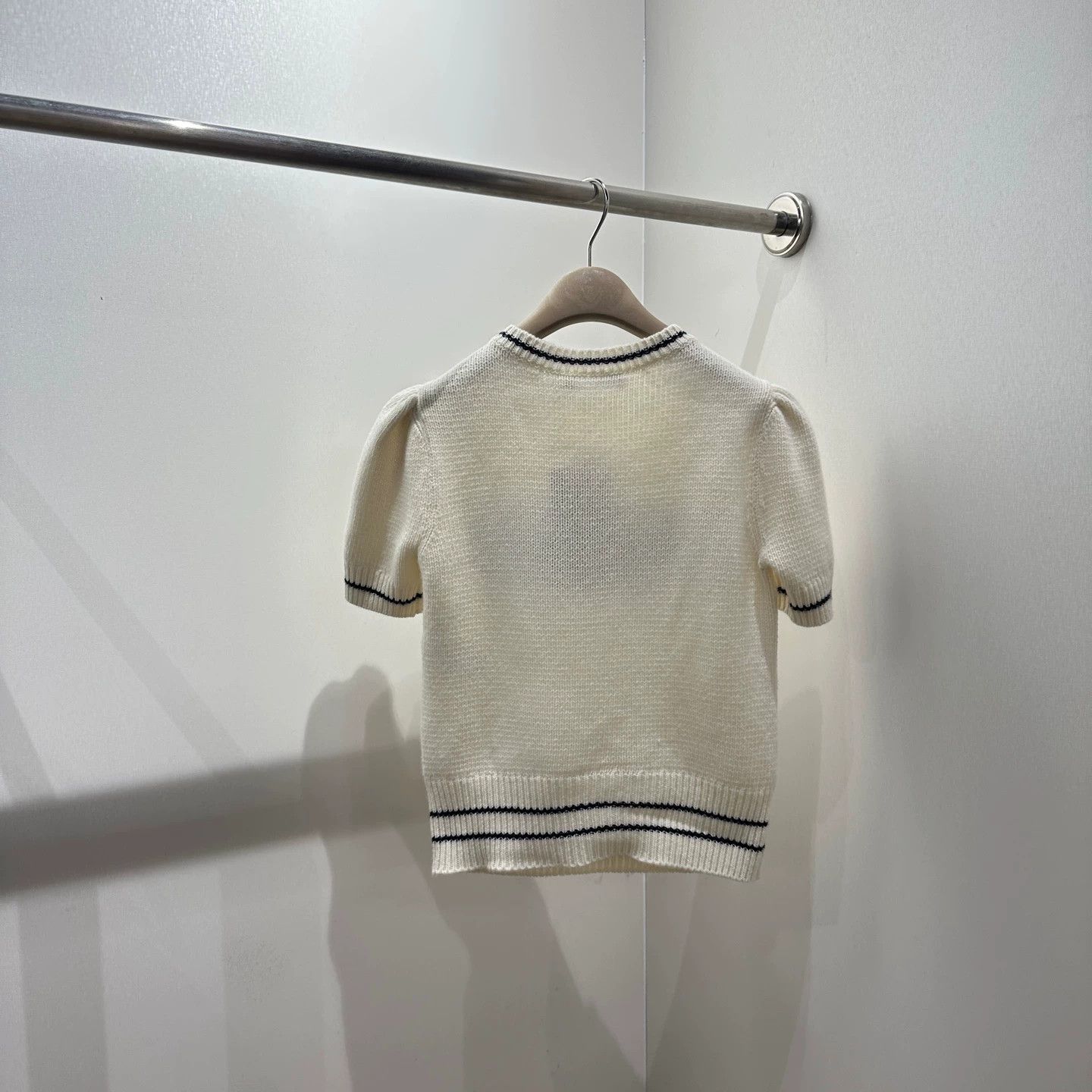 Christian Dior Monsieur Dior apr474 star slogan knit short tee 36 wool Size XS / US 0-2 / IT 36-38 - 2 Thumbnail