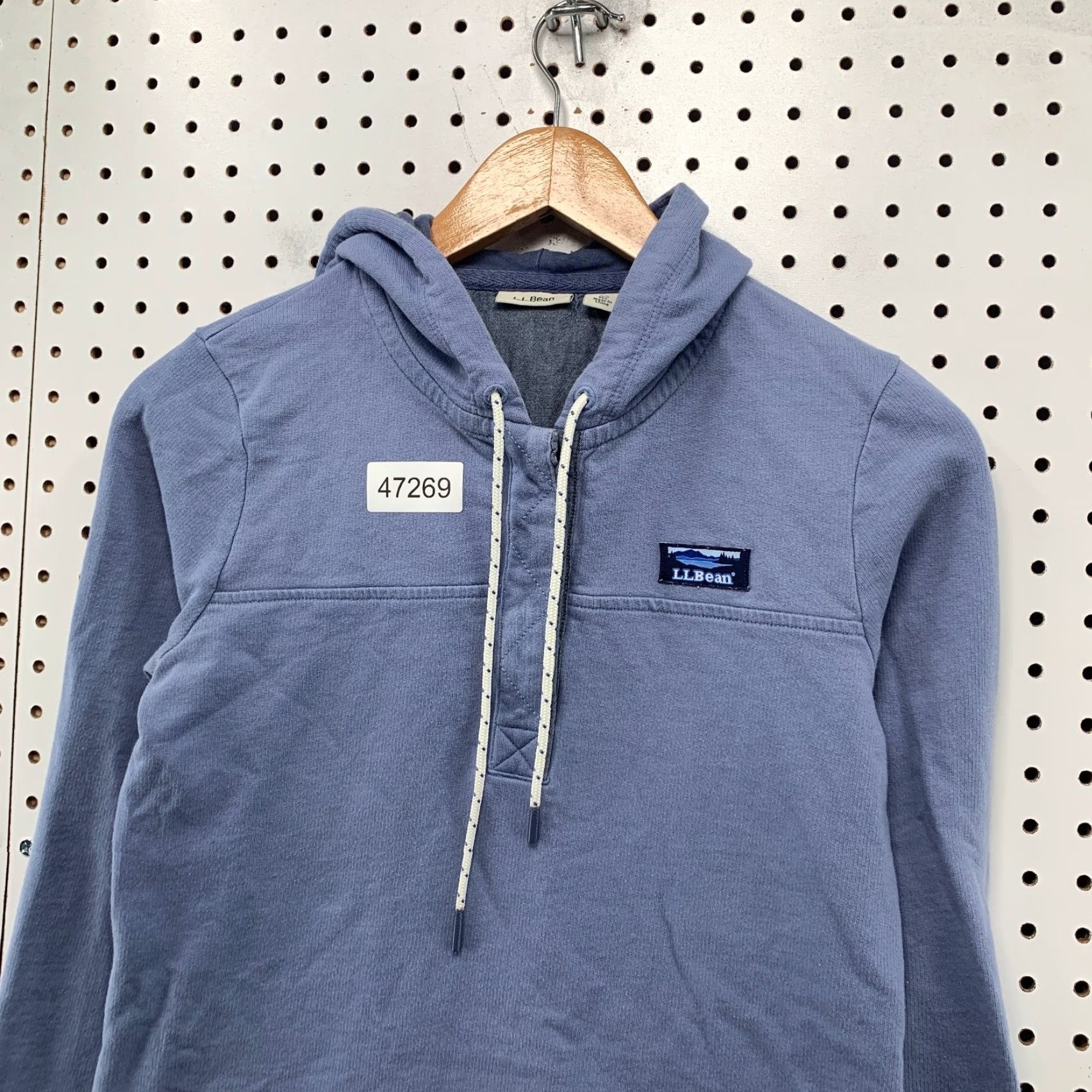 Vintage LL Bean Hoodie Sweatshirt Womens XS Blue Henley Hooded Fleece Pullover Size XS / US 0-2 / IT 36-38 - 6 Thumbnail