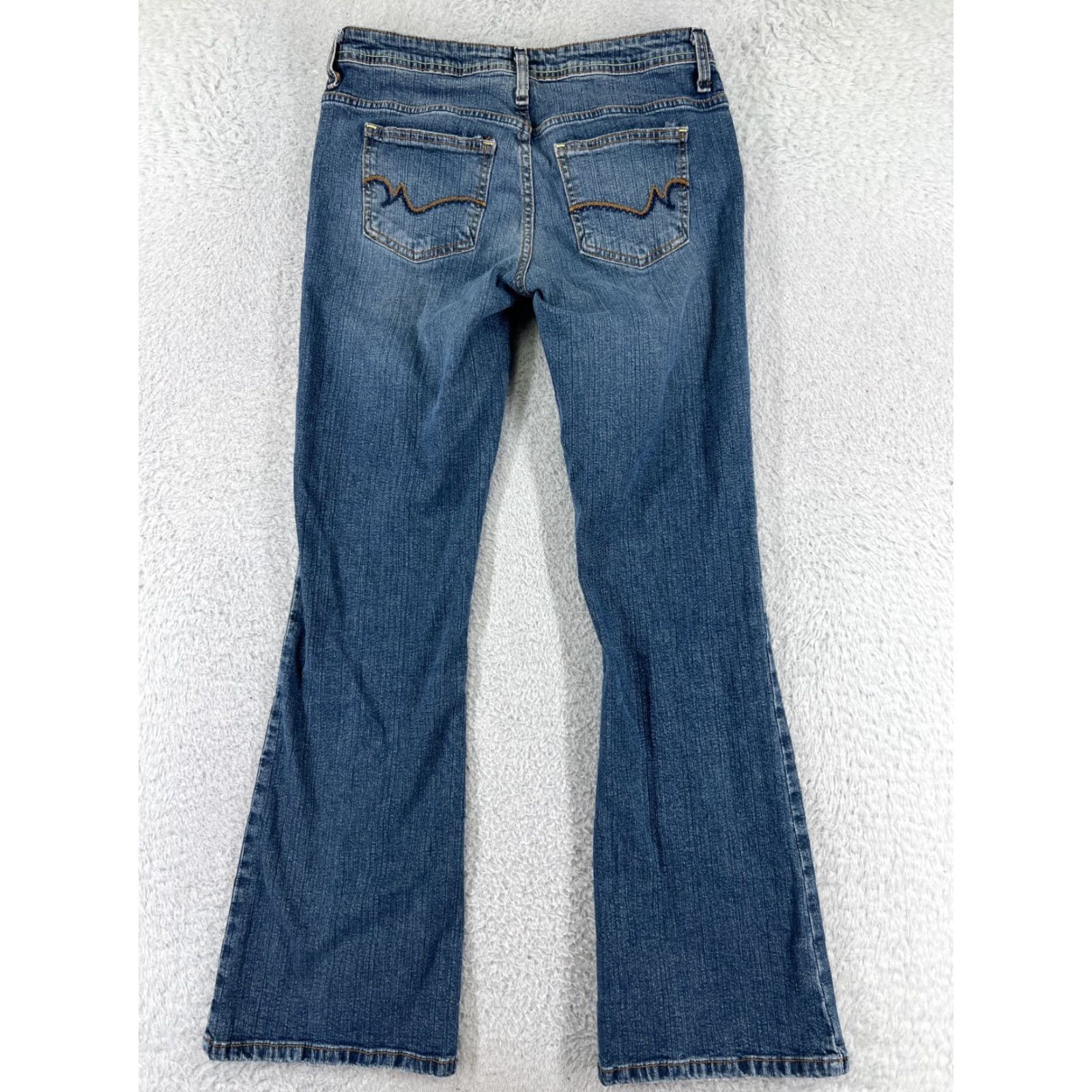 Denime SO Brand Women's Jeans Pants - Flared Low Rise Blue Denim Cotton - 7 Regular Fit Size 28" / US 6 / IT 42 - 2 Thumbnail