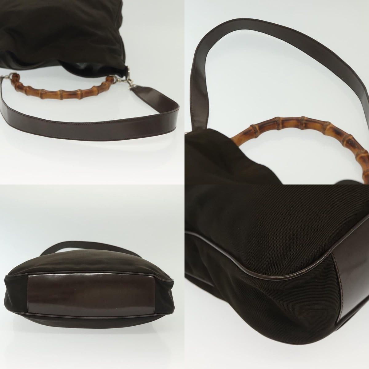 Gucci GUCCI Bamboo Handbag Nylon Brown Silver 001 2113 001 2113 Size ONE SIZE - 10 Thumbnail