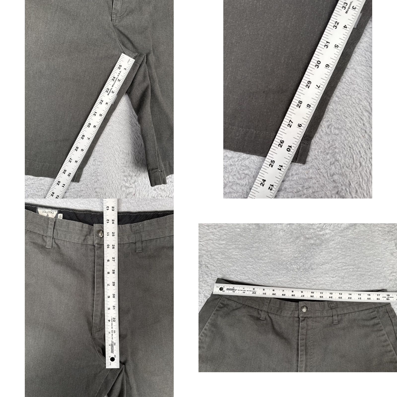 Volcom Volcom Mens 36 Gray Canvas Chino Shorts Flat Front Inseam 11 Casual Summer Skate Pockets Relaxed Fit Regular Rise Mid Vintage No Size US 36 / EU 52 - 8 Thumbnail