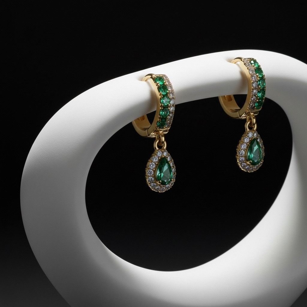 Givenchy Givenchy Green Crystal Drop Earrings Gold Tone Pave Teardrop Size ONE SIZE - 2 Thumbnail