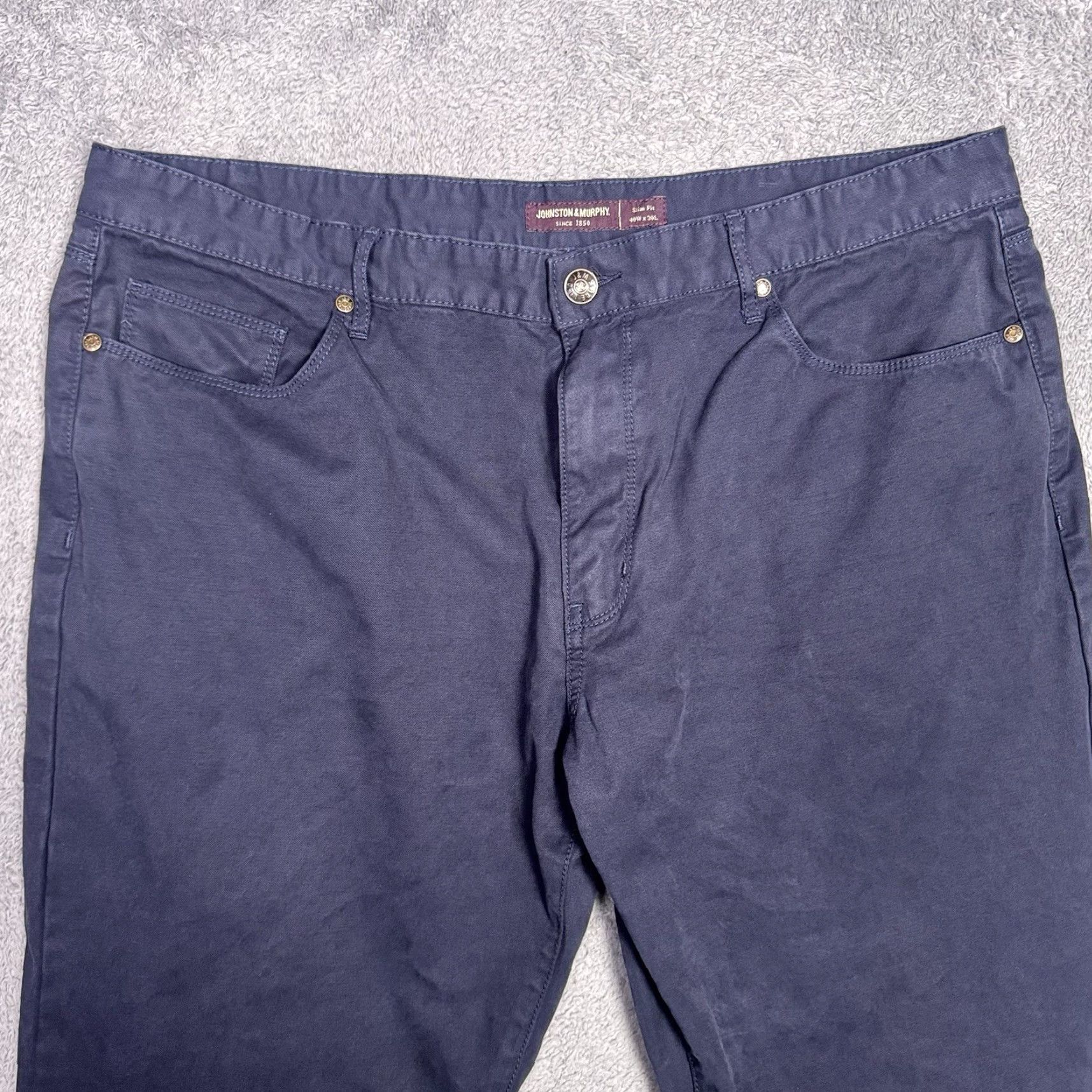 Johnston & Murphy Johnston & Murphy Pants Men's 40x30 Chino Flat Front Canvas Brushed Navy Twill Stretch Classic Slax? Size US 40 / EU 56 - 3 Thumbnail