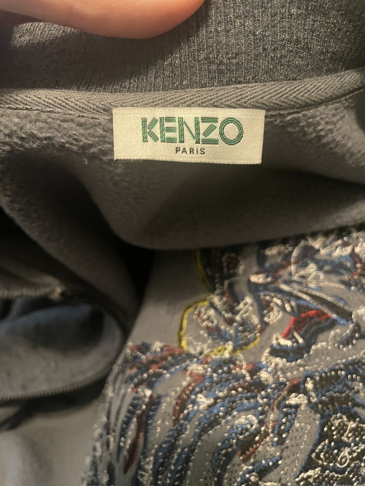 KENZO CHARCOAL JERSEY ZIP-UP