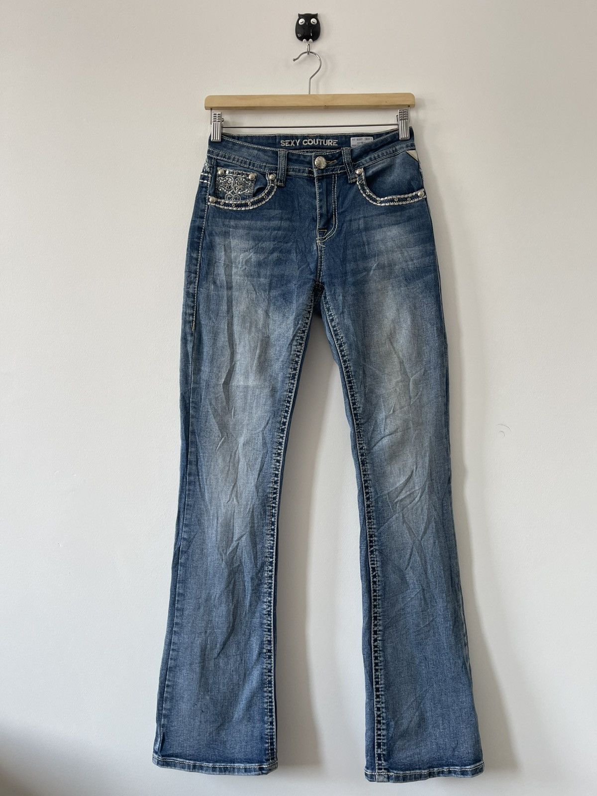 If Six Was Nine Rare Vintage SEXY COUTURE Embroidery Back Boot Cut Flare Size 27" / US 4 / IT 40 - 7 Thumbnail