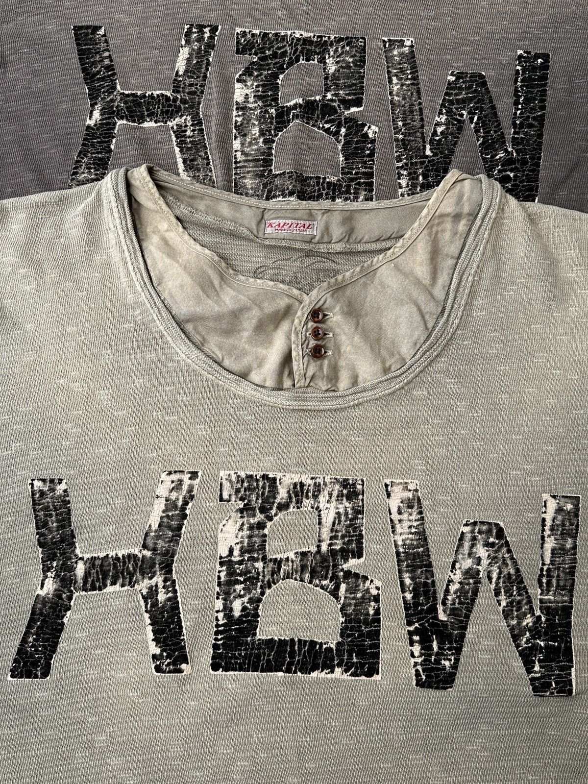 Kapital Kapital XBW layered Ivory loopwheel lettered Henley tee Size US L / EU 52-54 / 3 - 2 Thumbnail