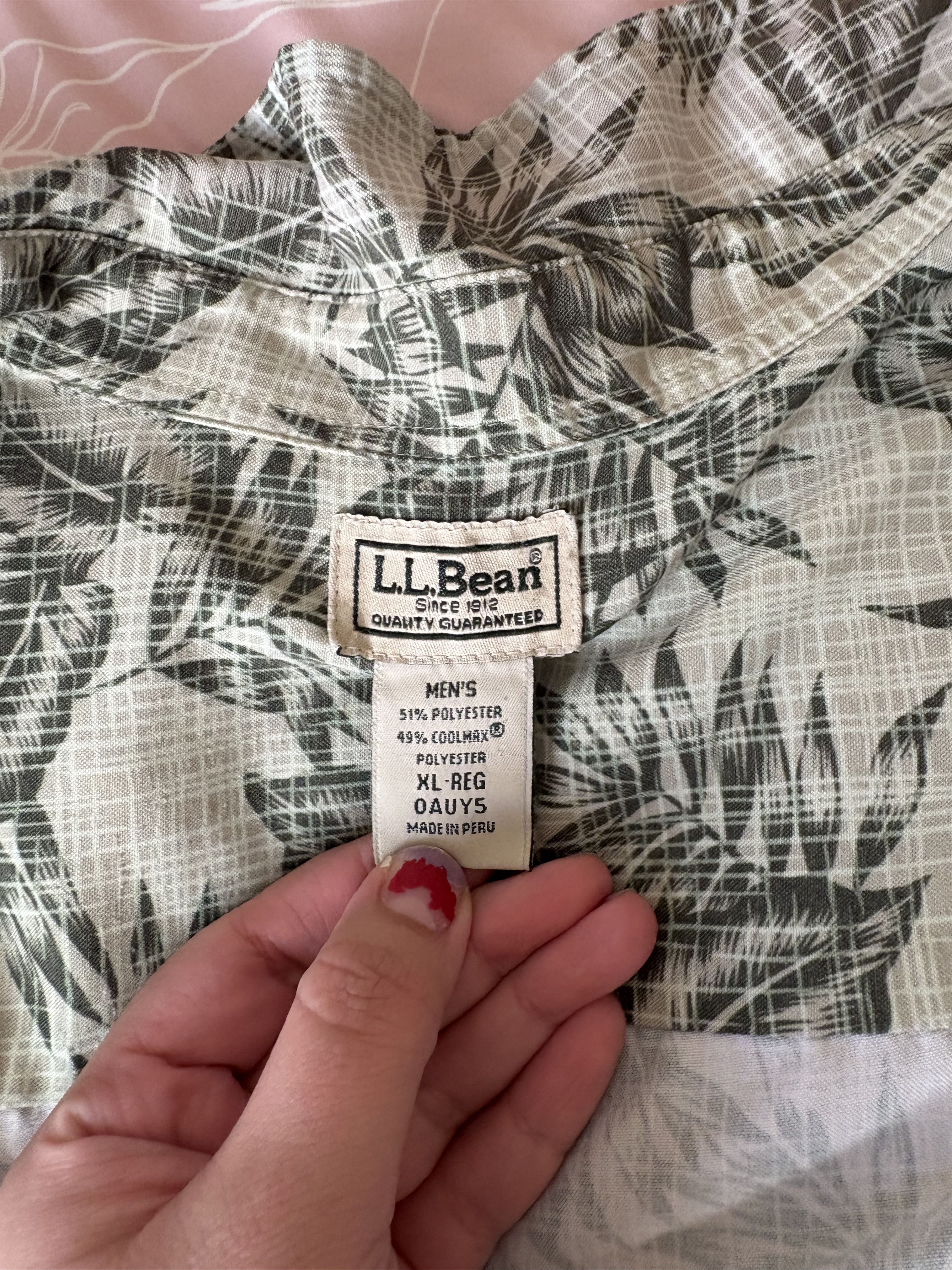 L.L. Bean LL Bean Men’s XL Green Casual Button Down Shirt Short Sleeve Size US XL / EU 56 / 4 - 2 Thumbnail
