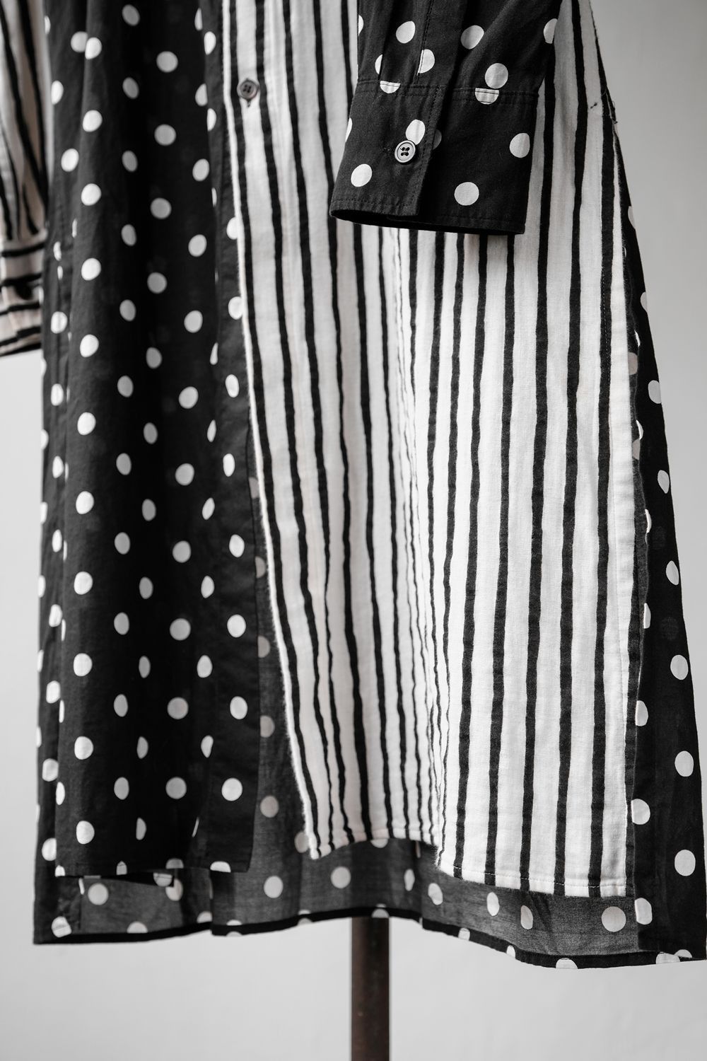 Yohji Yamamoto S’YTE Yohji Yamamoto Dot Stripe Pannel Long Shirt Size US L / EU 52-54 / 3 - 5 Thumbnail