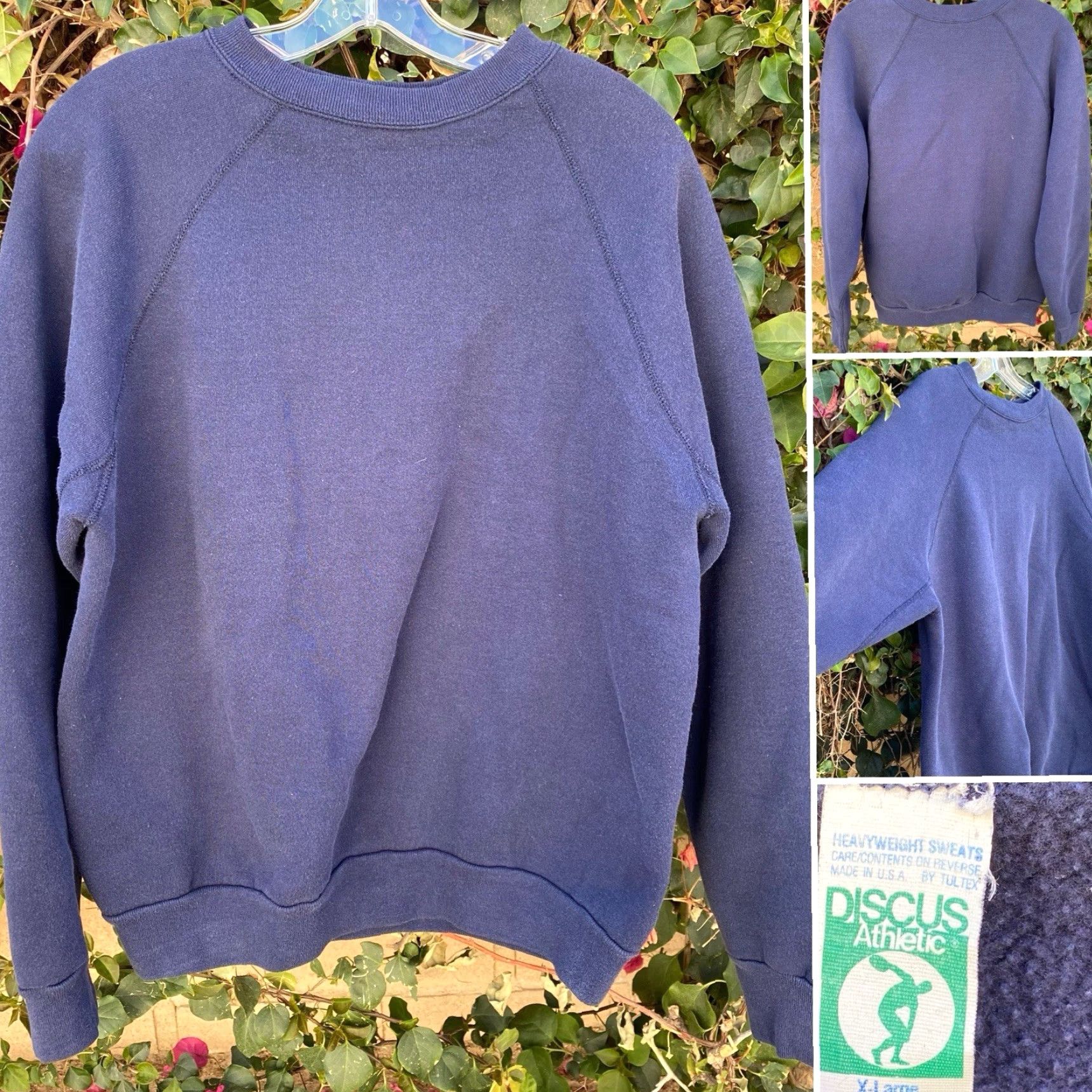 Vintage VINTAGE Discus Athletic Sweatshirt Raglan Pullover Blue XL Mens Underarm Gusset Cotton Blend Size US XL / EU 56 / 4 - 2 Thumbnail