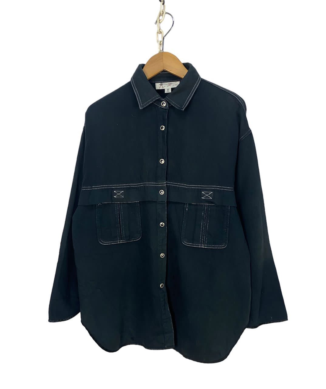 image of Unisexvintage Louis Feraud Paris Snap Button Shirt in Dark Blue, Men's (Size Medium)