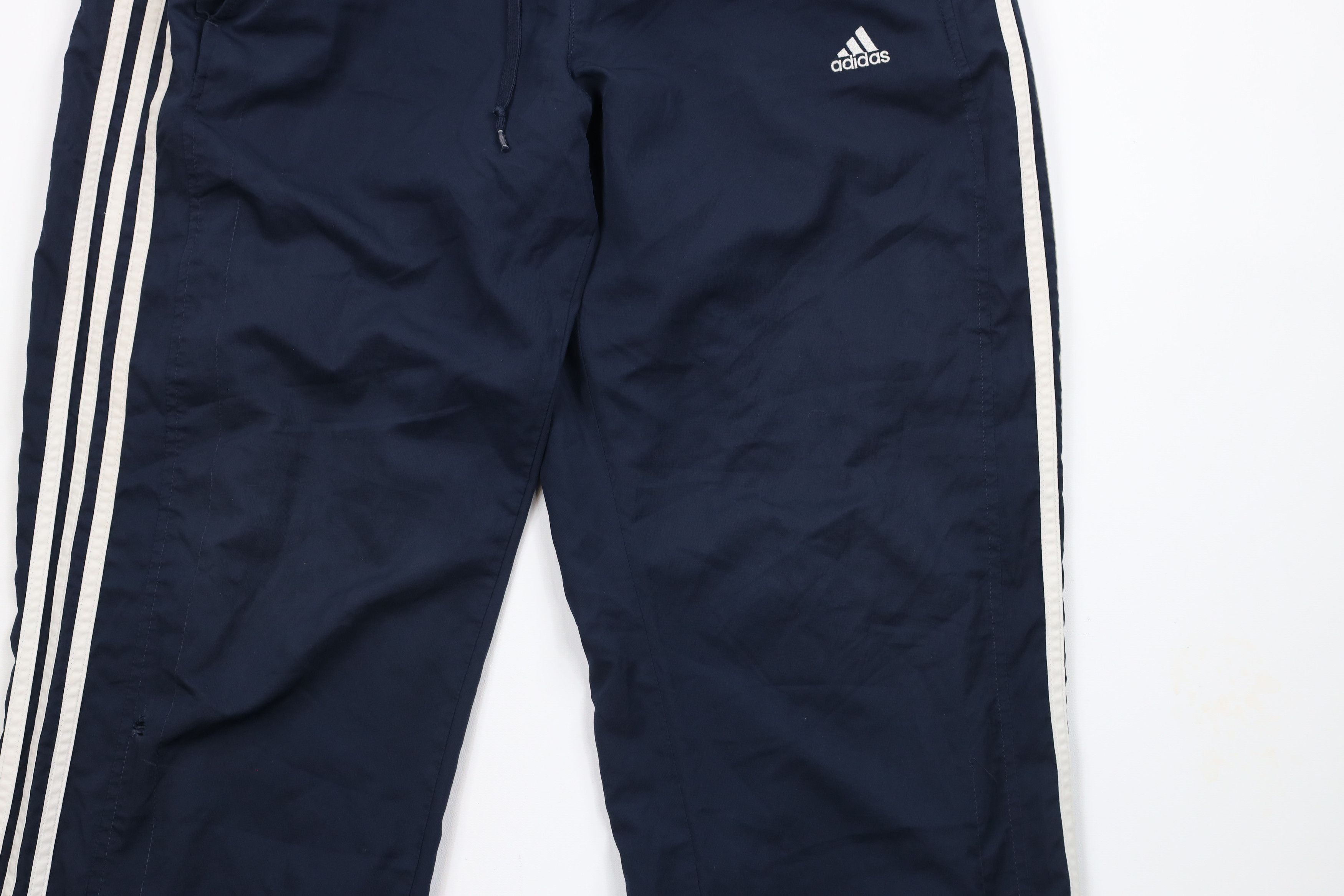 Adidas × Vintage Vintage Adidas Spell Out Striped Wide Leg Pants Navy Blue Size US 36 / EU 52 - 3 Thumbnail