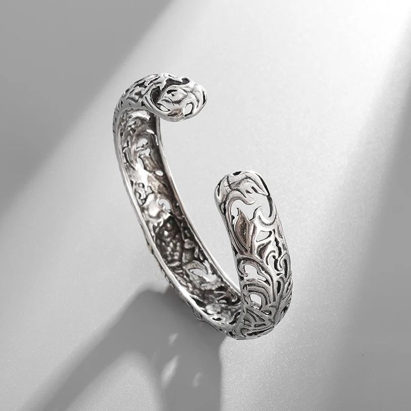 Jewelry × Vintage Koi Fish Carved Pattern Bangle Size ONE SIZE - 3 Thumbnail