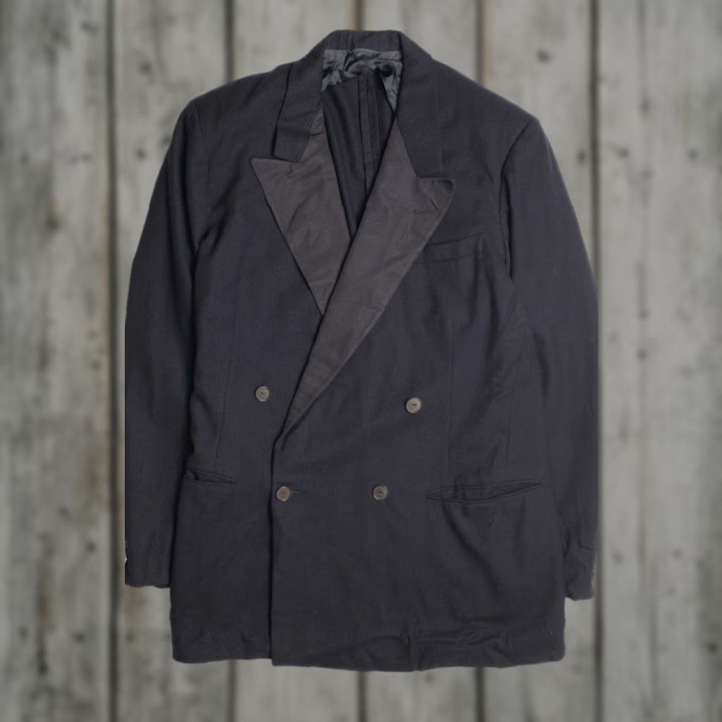 Vintage VINTAGE Black Tuxedo Jacket Large Men's Double-Breasted Blazer Size 42R - 1 Thumbnail