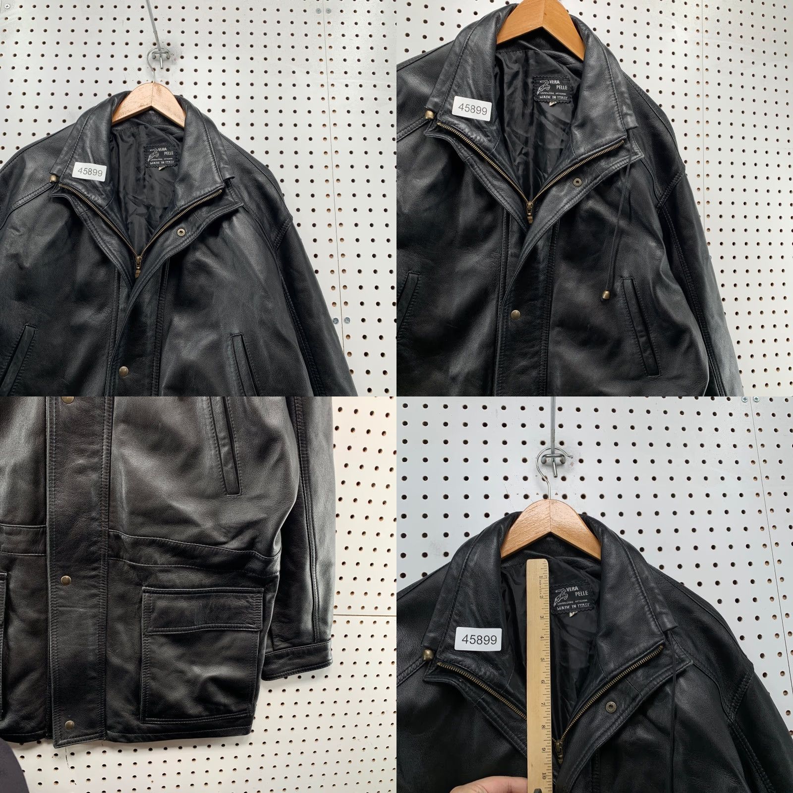 Vera Pelle VINTAGE Vera Pelle Leather Coat Mens 52 Black Car Coat Field Jacket Made Italy Jacket Mens 52 Black Italy Leather Coat Vintage Vera Pelle Size US L / EU 52-54 / 3 - 8 Thumbnail