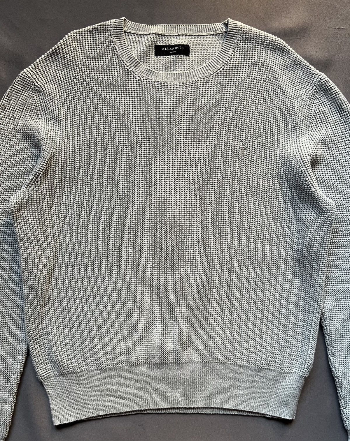 Allsaints Classic Allsaints Trias Crew Cotton Knitted Gray Sweater Size US L / EU 52-54 / 3 - 6 Thumbnail