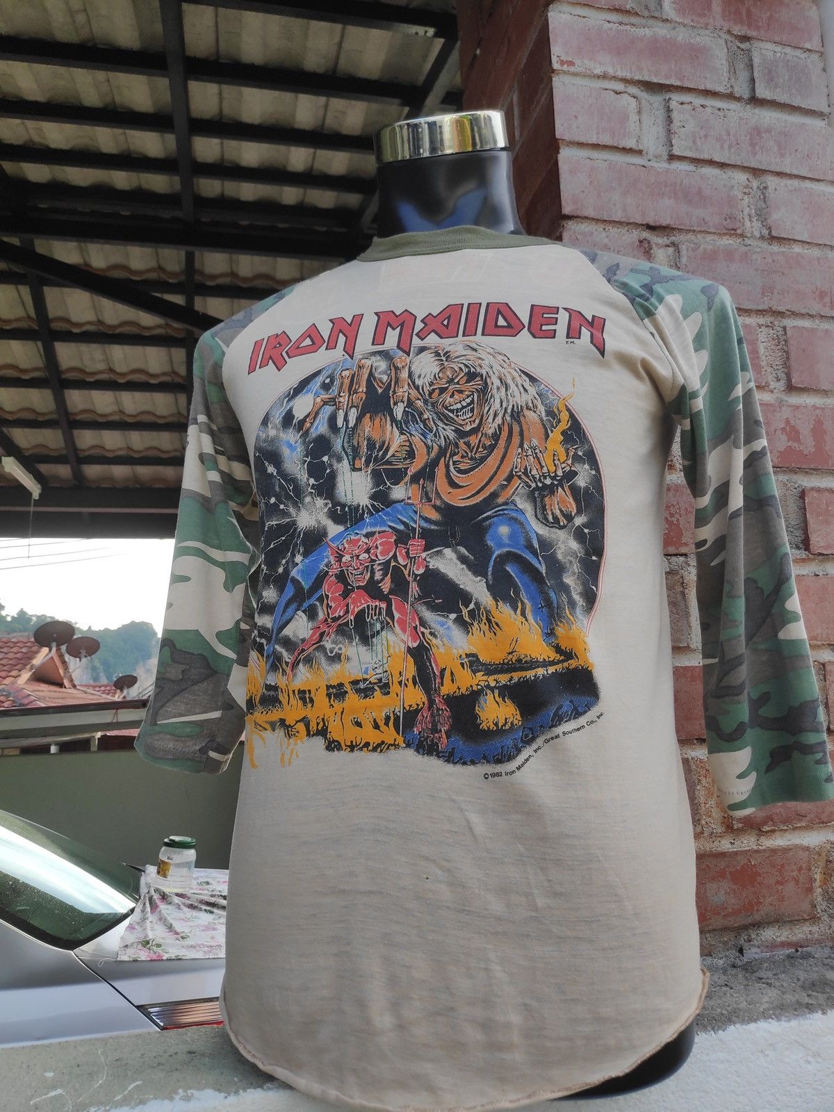Iron Maiden Vintage IRON MAIDEN 82/83 Camo Sleeve Size US M / EU 48-50 / 2 - 3 Thumbnail