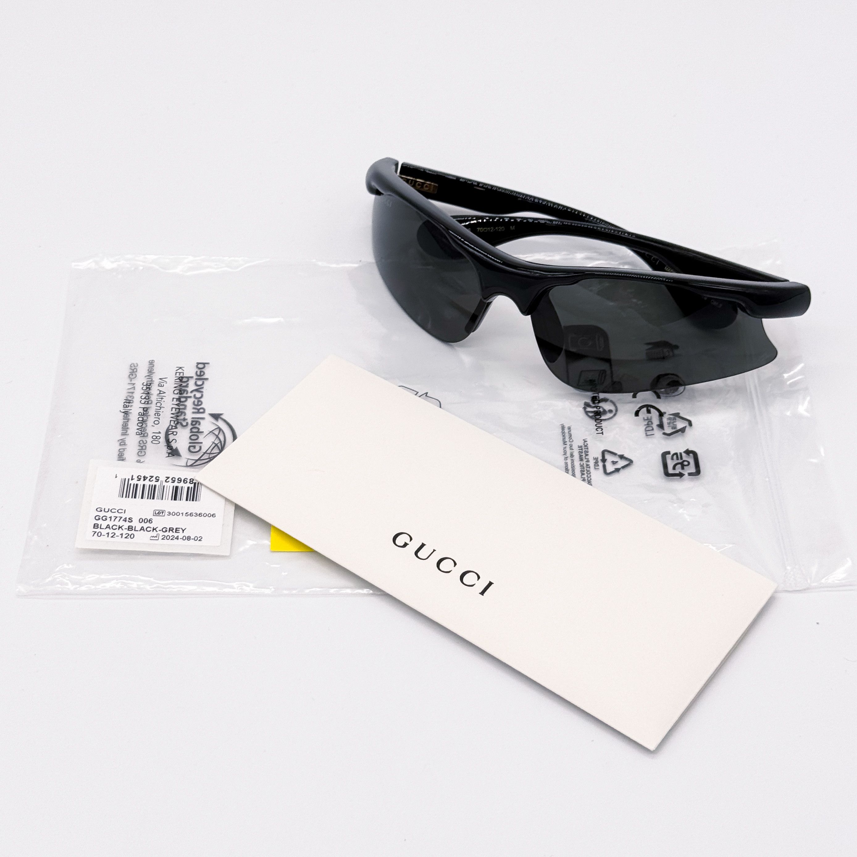 Gucci NEW GUCCI GG1774S 006 BLACK GREY MASK UNISEX SUNGLASSES Size ONE SIZE - 9 Thumbnail