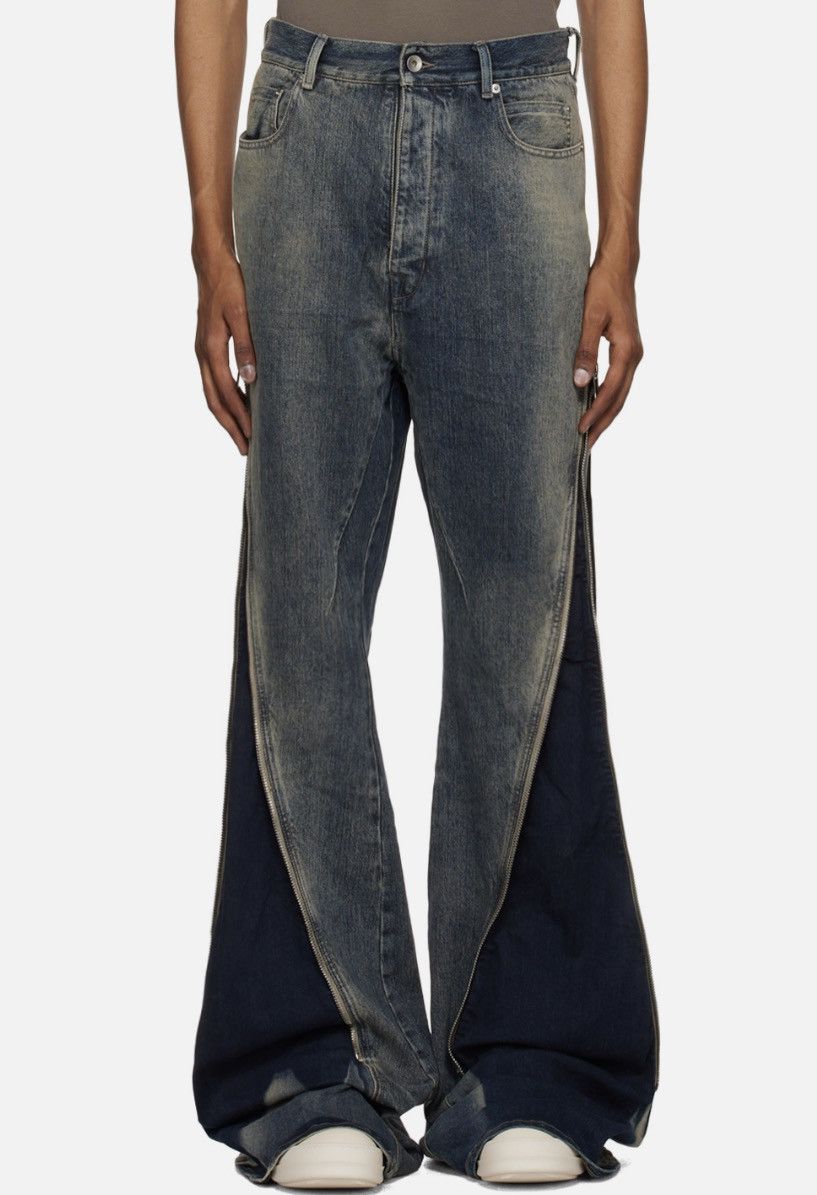 Rick Owens × Rick Owens Drkshdw Rick Owens DRKSHDW Bolan Banana Zip Jean Minearl Pearl 32 Size US 32 / EU 48 - 3 Thumbnail