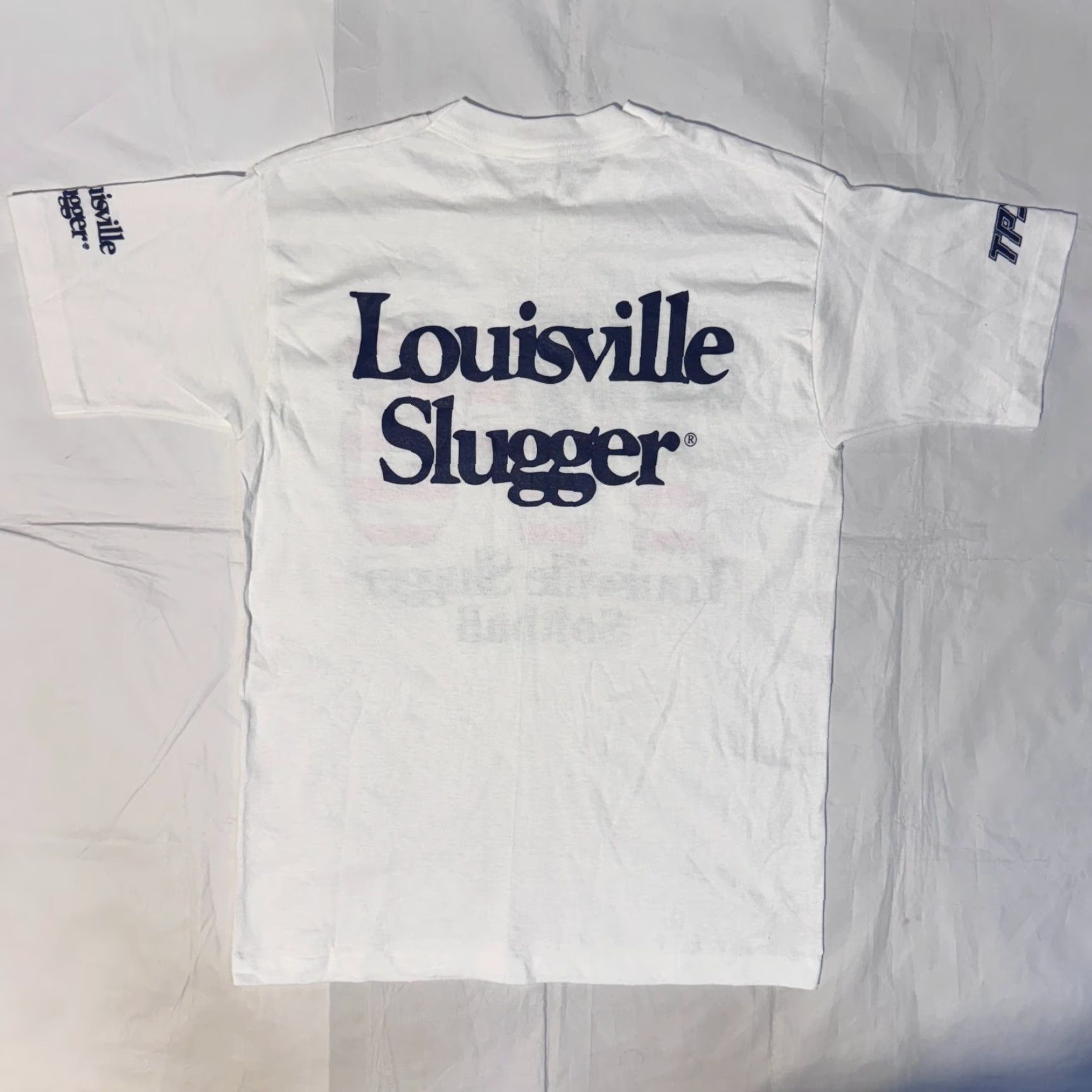 Fruit Of The Loom VINTAGE 90s Louisville Slugger TPS Softball Tshirt White Single Stitch S USA Size US S / EU 44-46 / 1 - 4 Thumbnail