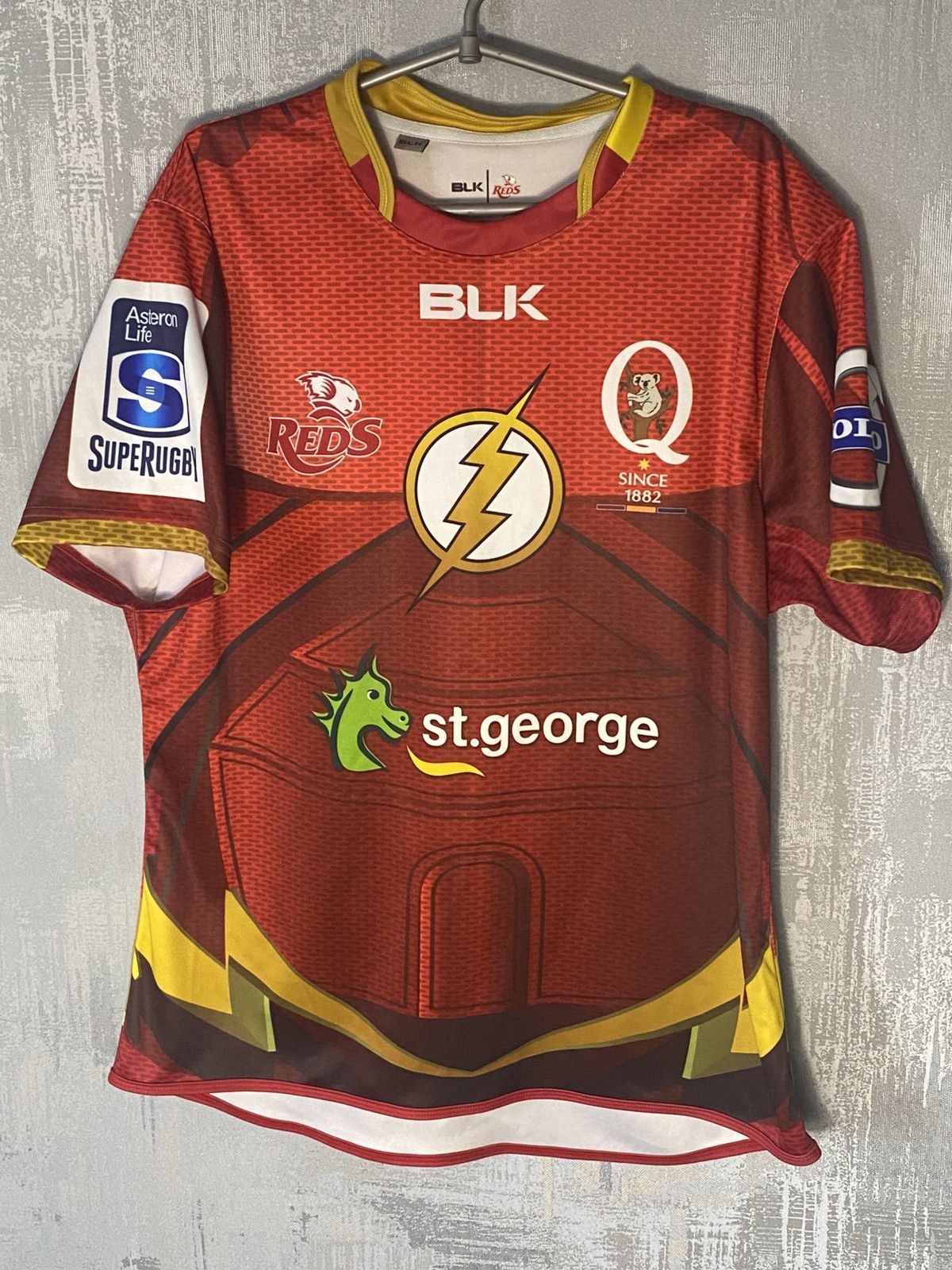 Canterbury of New Zealand Queensland Reds Rugby Union Jersey Flash Superhero BLK Shirt Size US XL / EU 56 / 4 - 1 Thumbnail