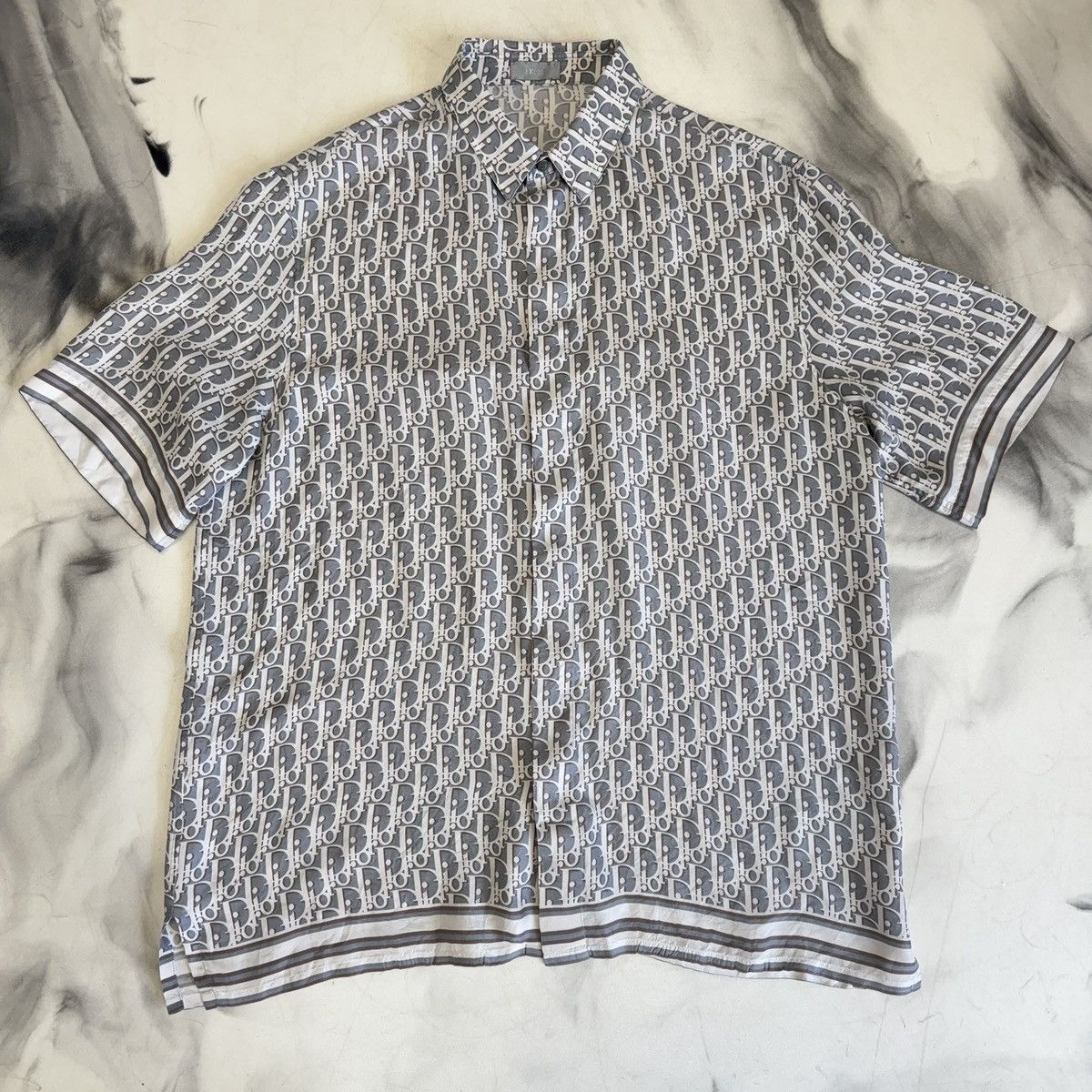 Dior Dior Oblique Silk Shirt Grey/White Size US L / EU 52-54 / 3 - 1 Thumbnail