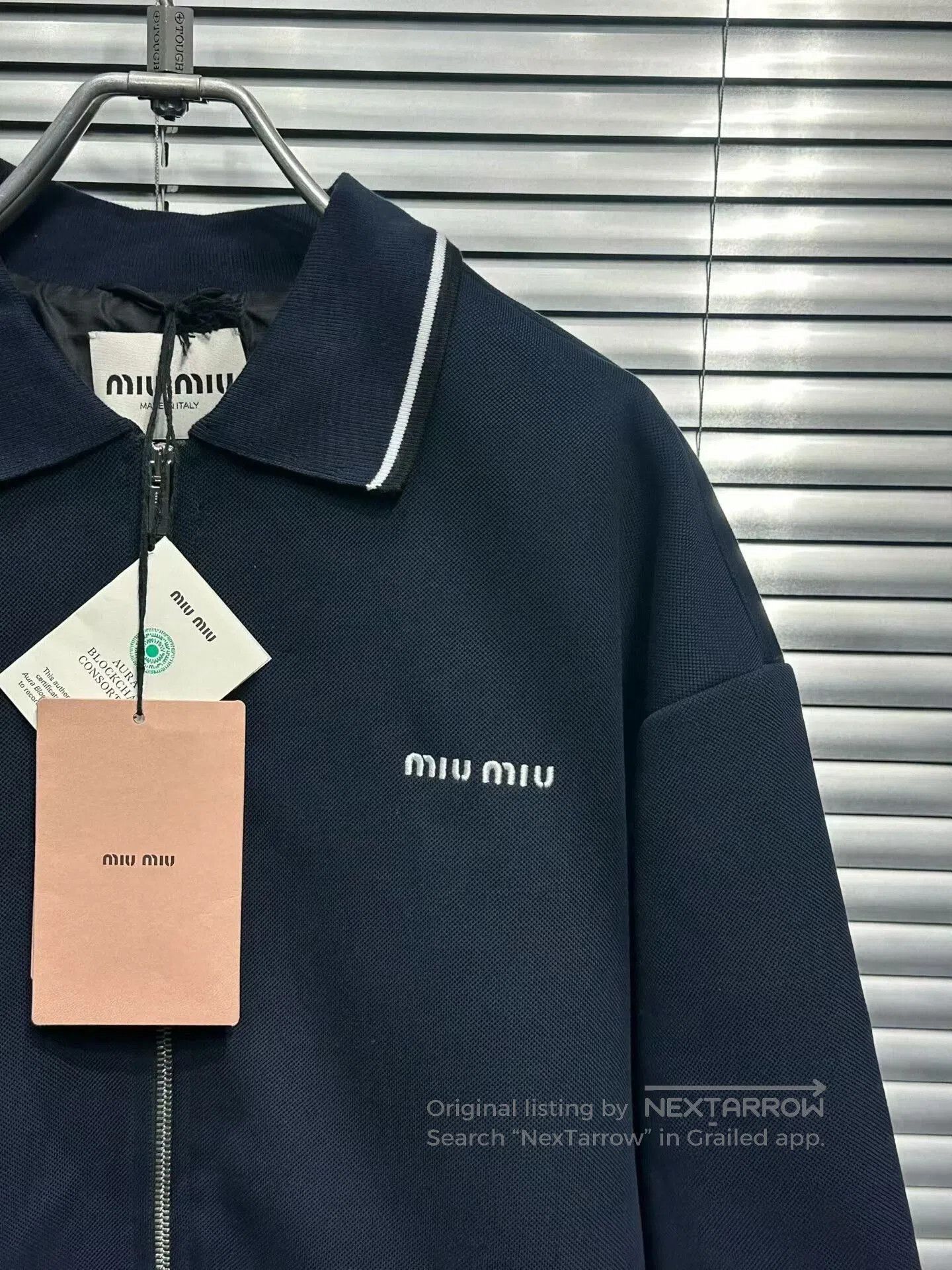 Miu Miu miu miu navy blue embroidered zip jacket. Size M / US 6-8 / IT 42-44 - 3 Thumbnail