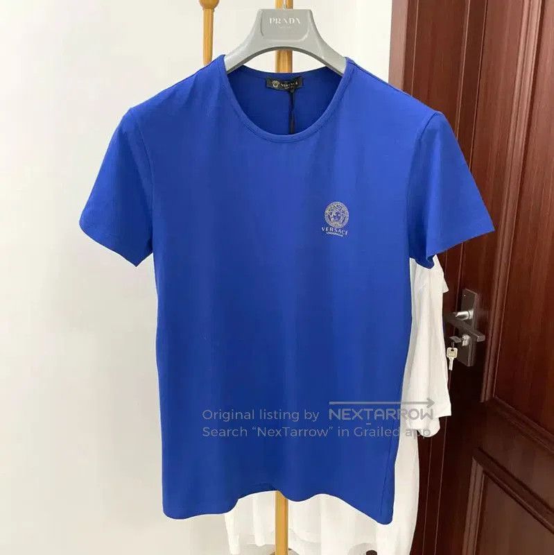 Versace Versace Blue Cotton Men's T-Shirt . Size US S / EU 44-46 / 1 - 1 Thumbnail