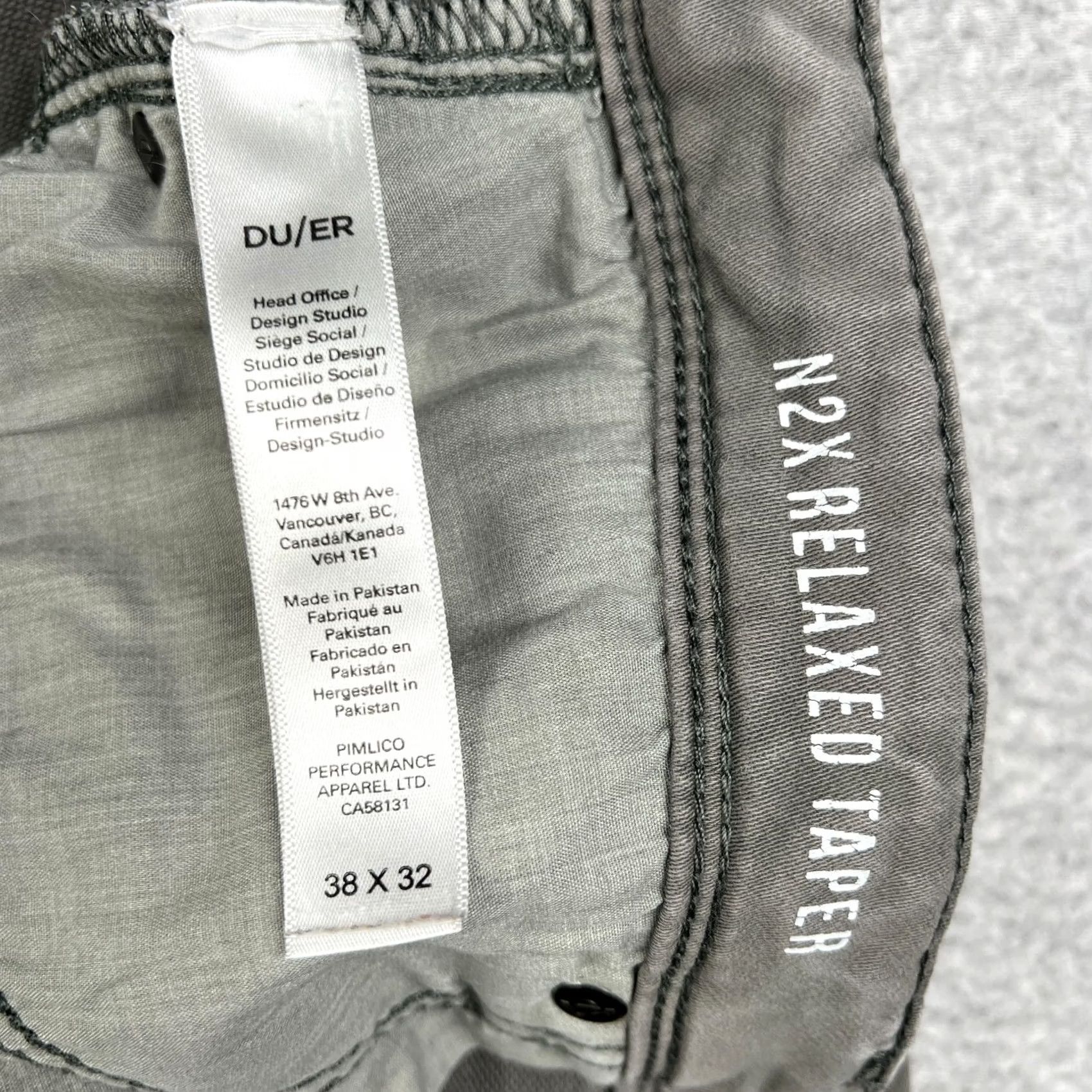 DUER DUER DU/ER No Sweat N2X Relaxed Taper Pants Stretch Chino 38x32 Grey Mens Size US 38 / EU 54 - 3 Thumbnail