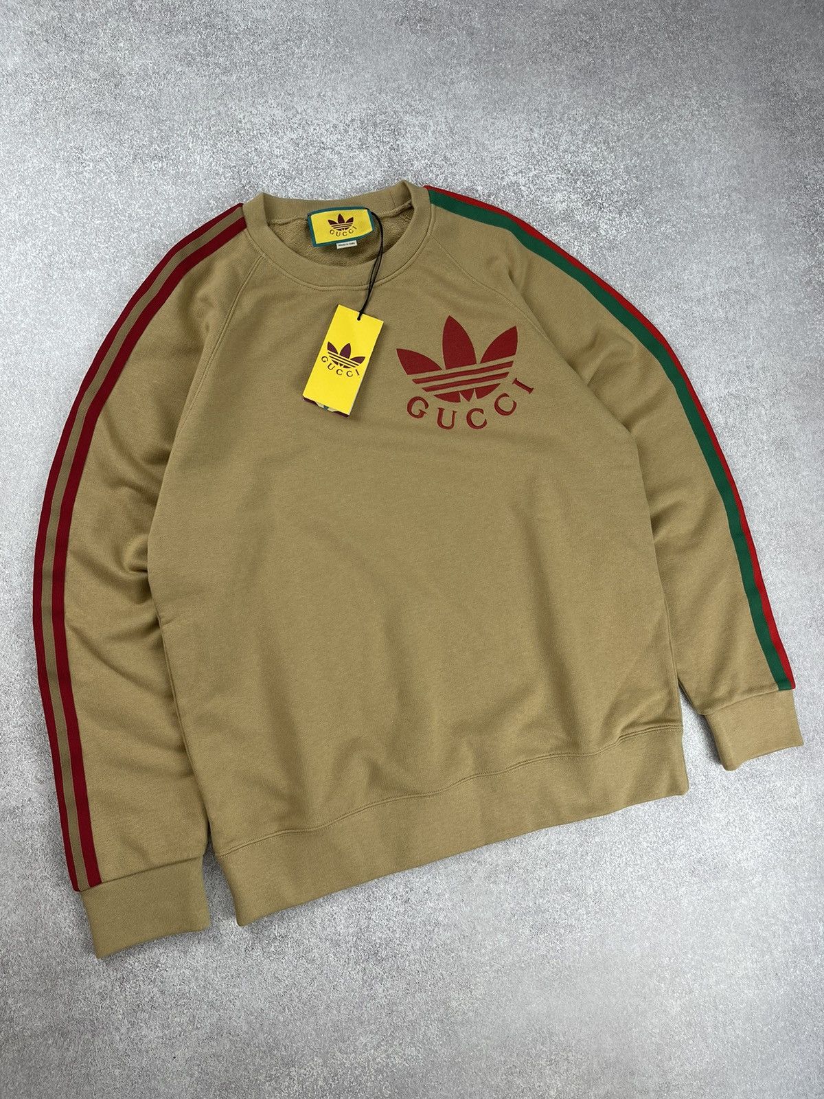 Adidas × Gucci Gucci x Adidas Cotton Sersey Sweatshirt Beige Size M Size US M / EU 48-50 / 2 - 2 Thumbnail
