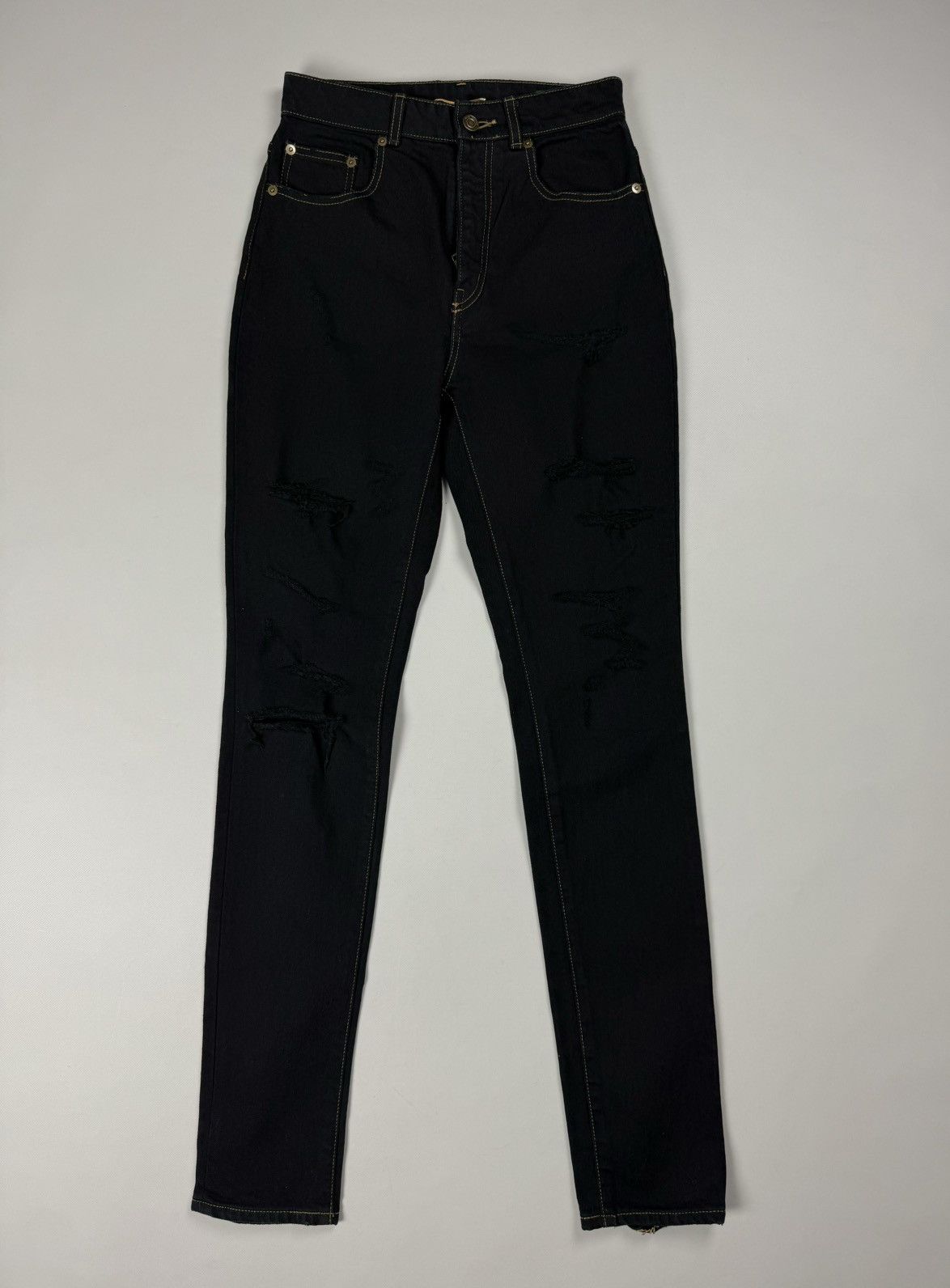 Saint Laurent Paris Saint Laurent Thrash Overdye Japan Denim Ladies Skinny Jeans Size 27" / US 4 / IT 40 - 1 Thumbnail
